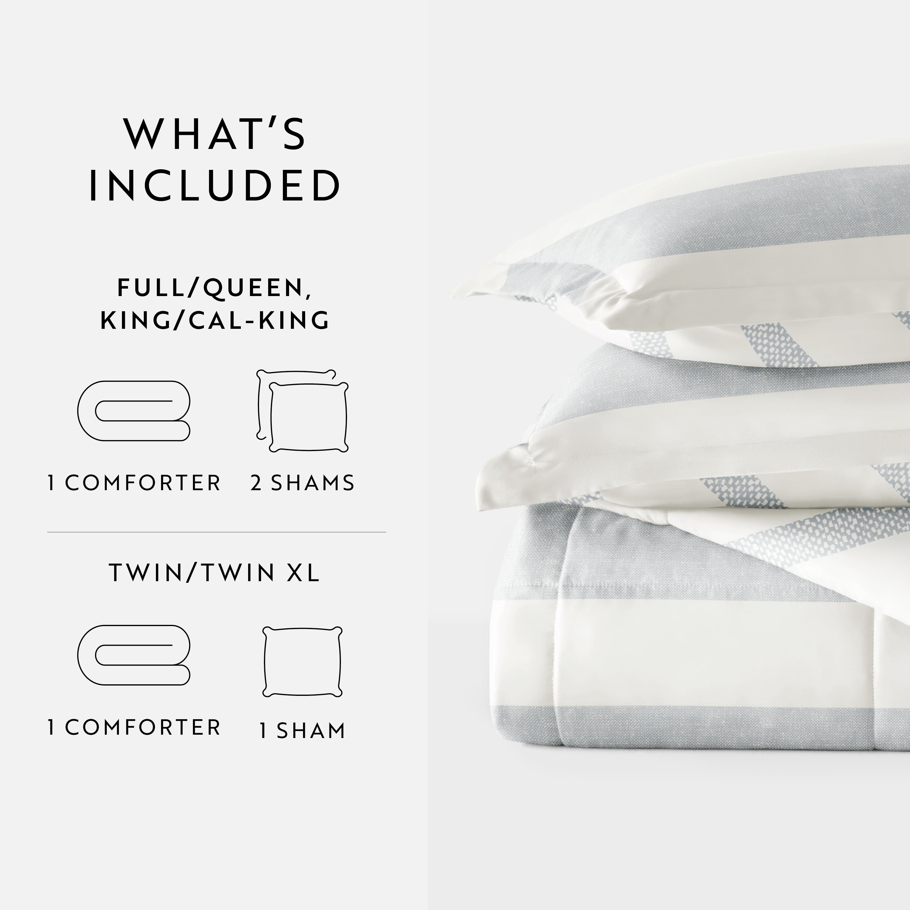 Distressed Stripe Patterned Down-Alternative Comforter Set