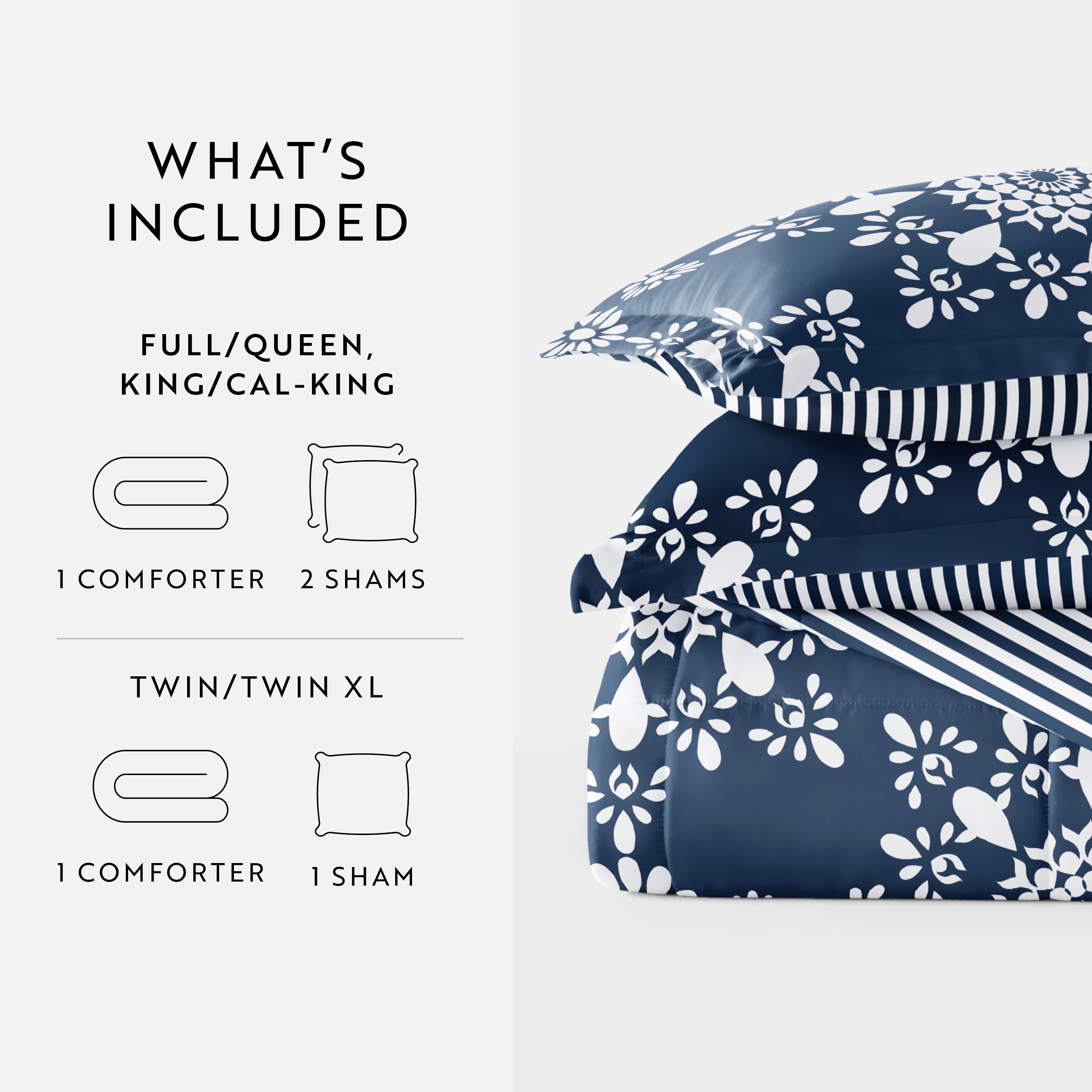 Daisy Medallion Reversible Patterned Down-Alternative Comforter Set