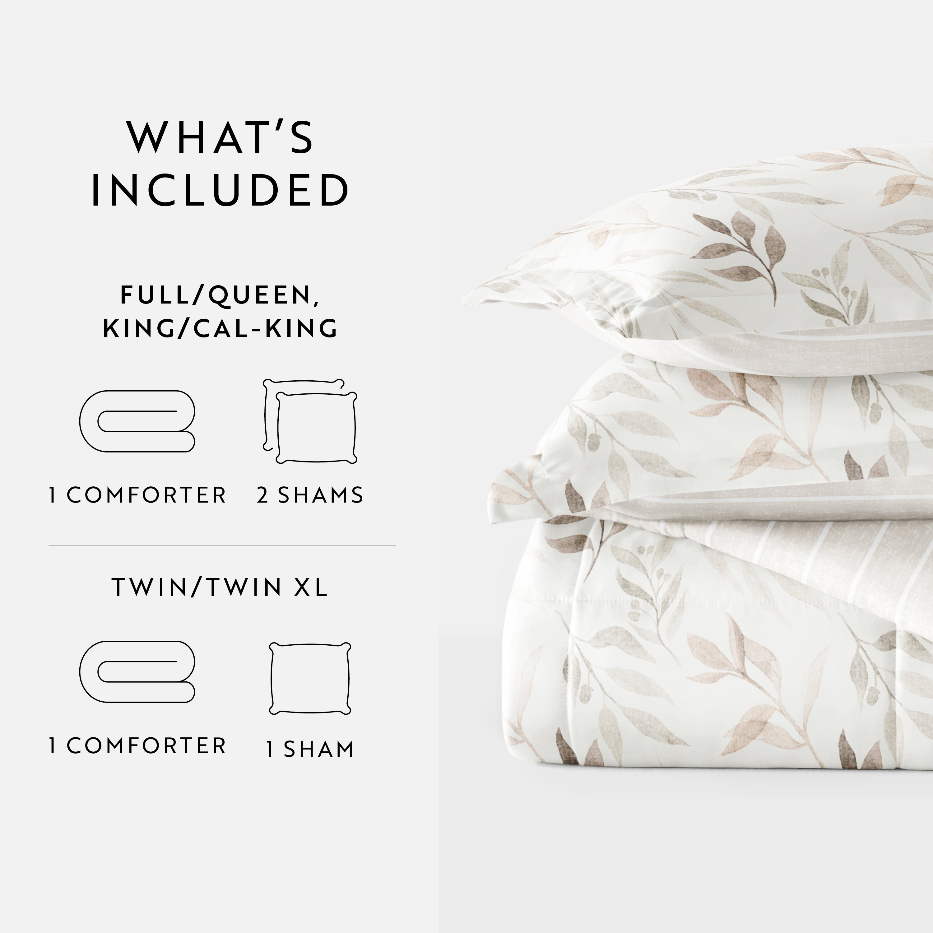 Foliage Stripe Reversible Patterned Down-Alternative Comforter Set