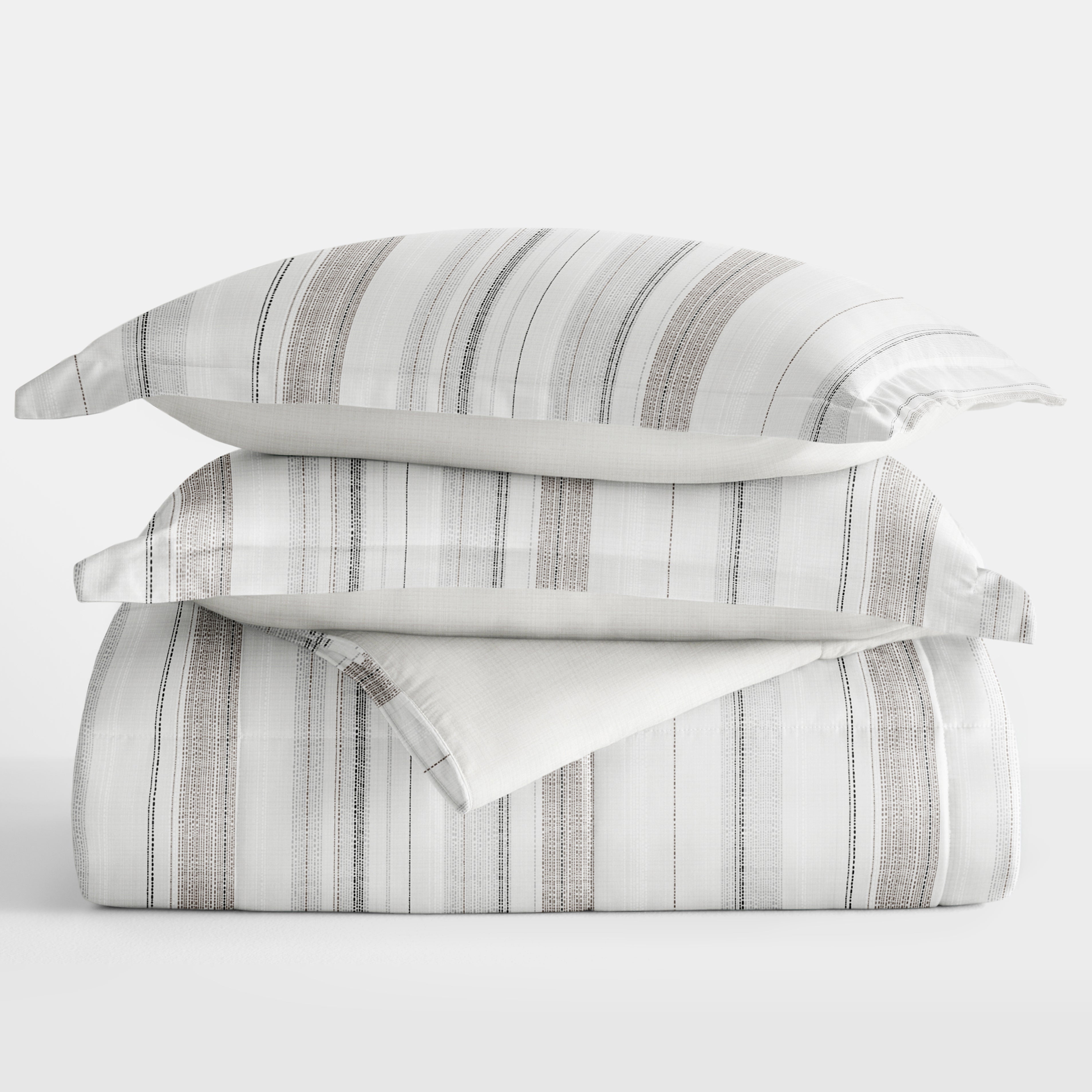 Vertical Stripe Reversible Patterned Down-Alternative Comforter Set