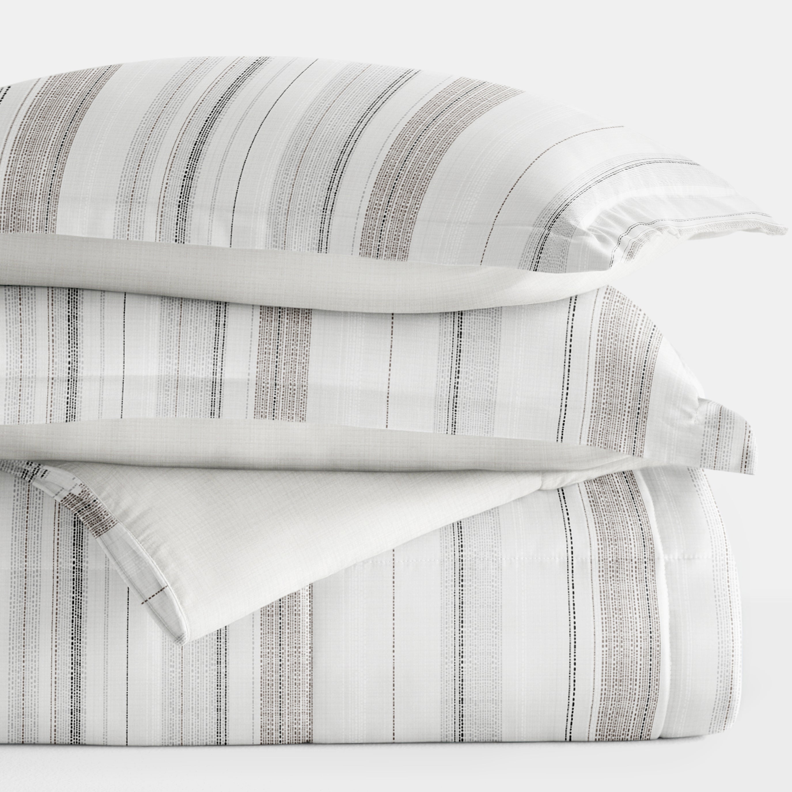Vertical Stripe Reversible Patterned Down-Alternative Comforter Set