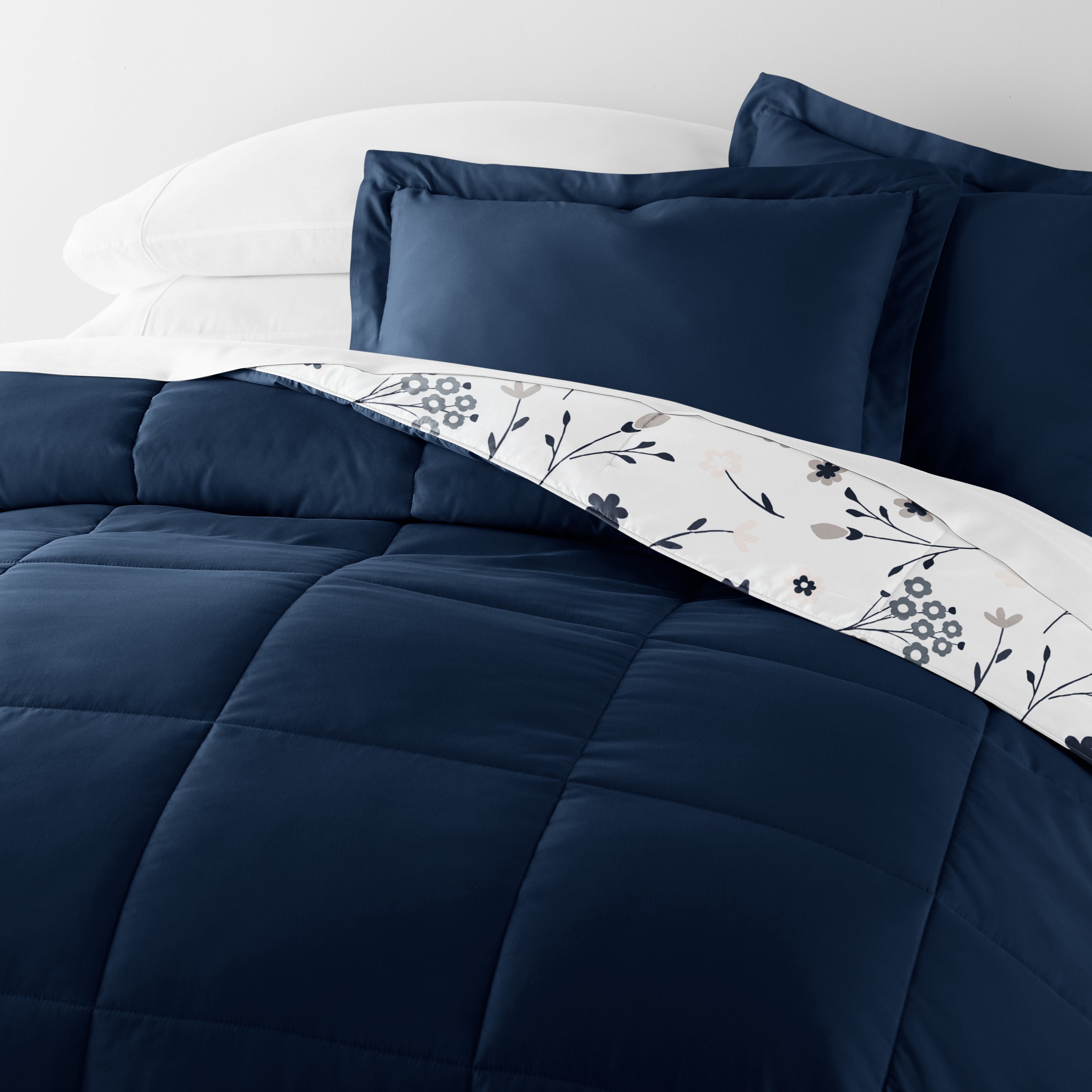 Forget Me Not Reversible Patterned Down-Alternative Comforter Set