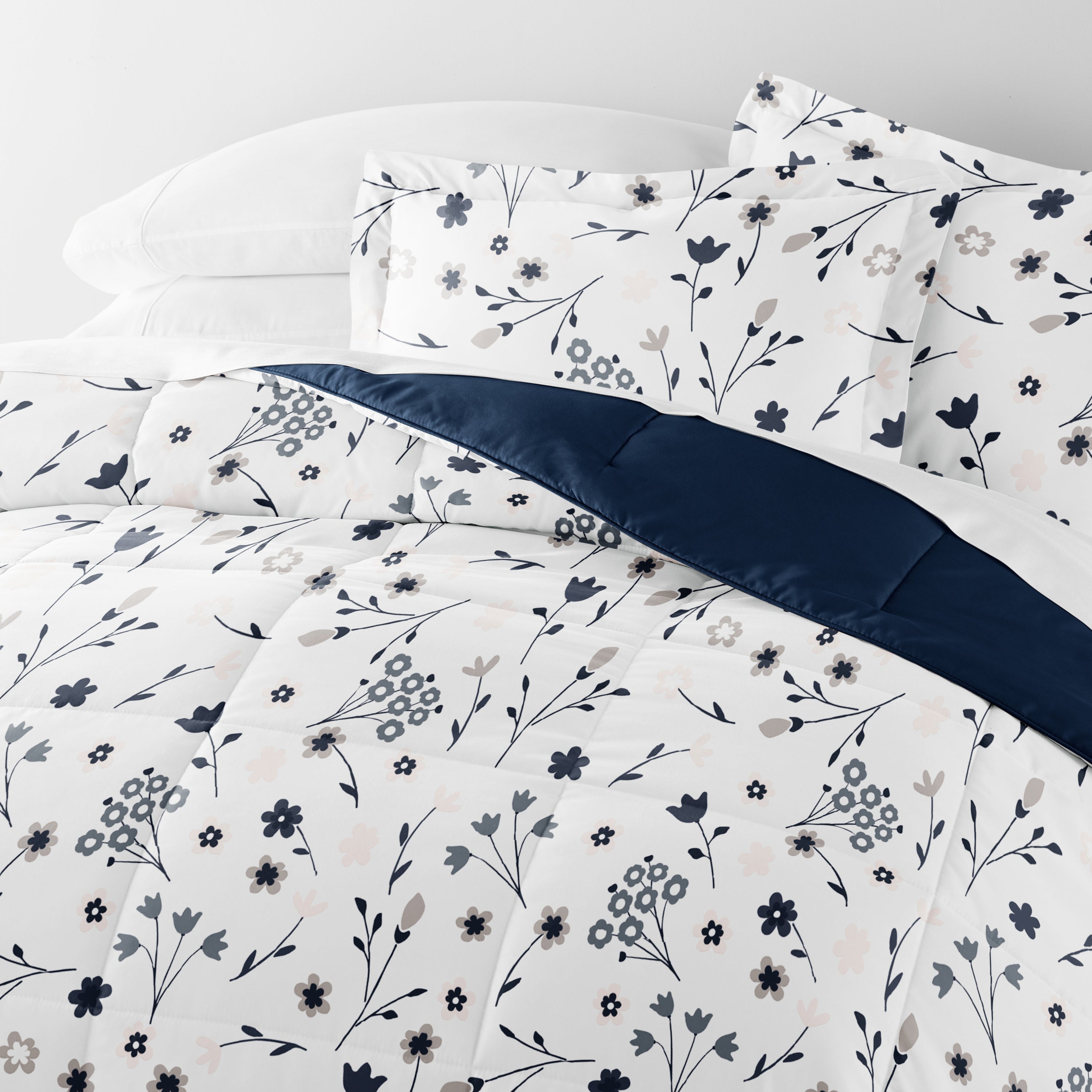Forget Me Not Reversible Patterned Down-Alternative Comforter Set