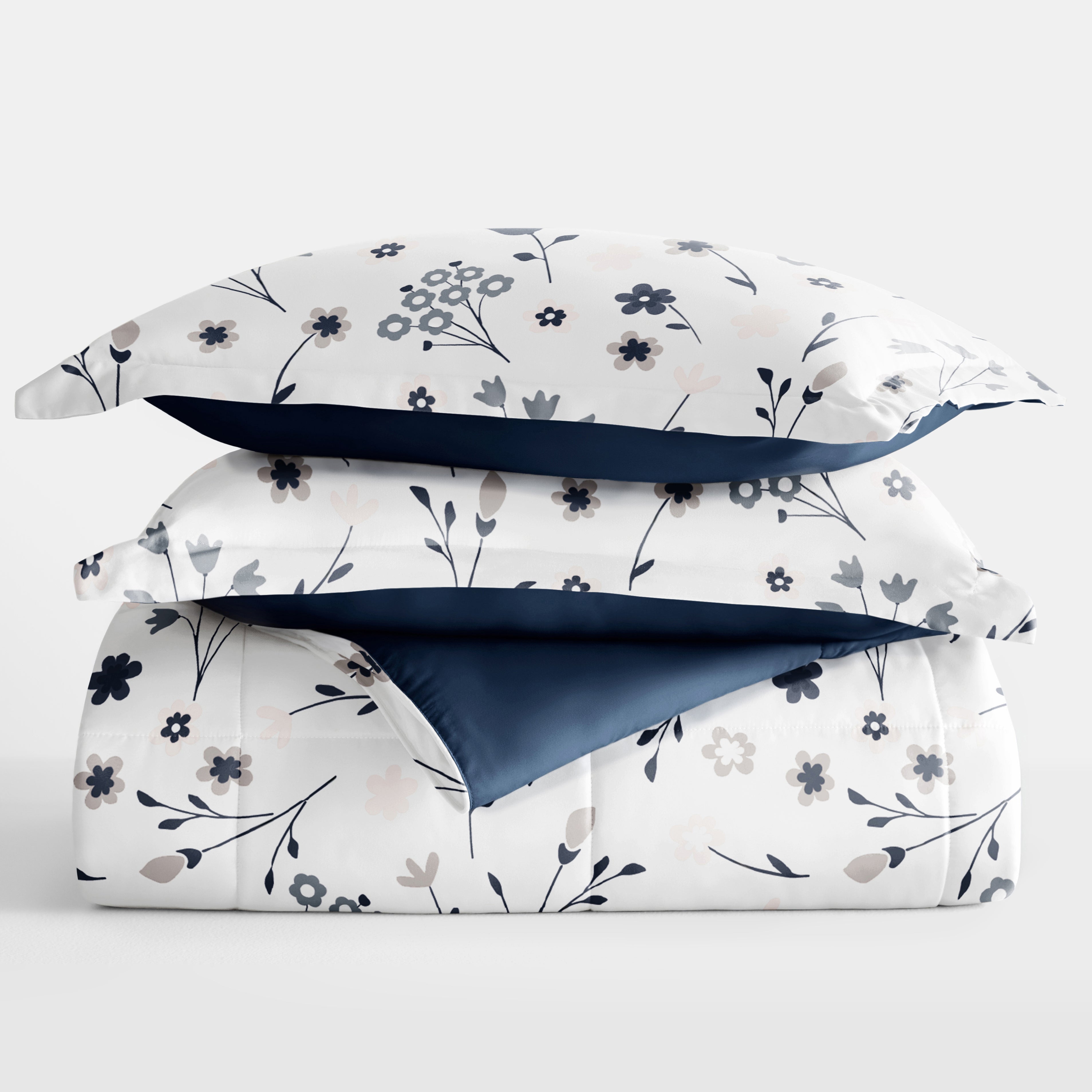 Forget Me Not Reversible Patterned Down-Alternative Comforter Set