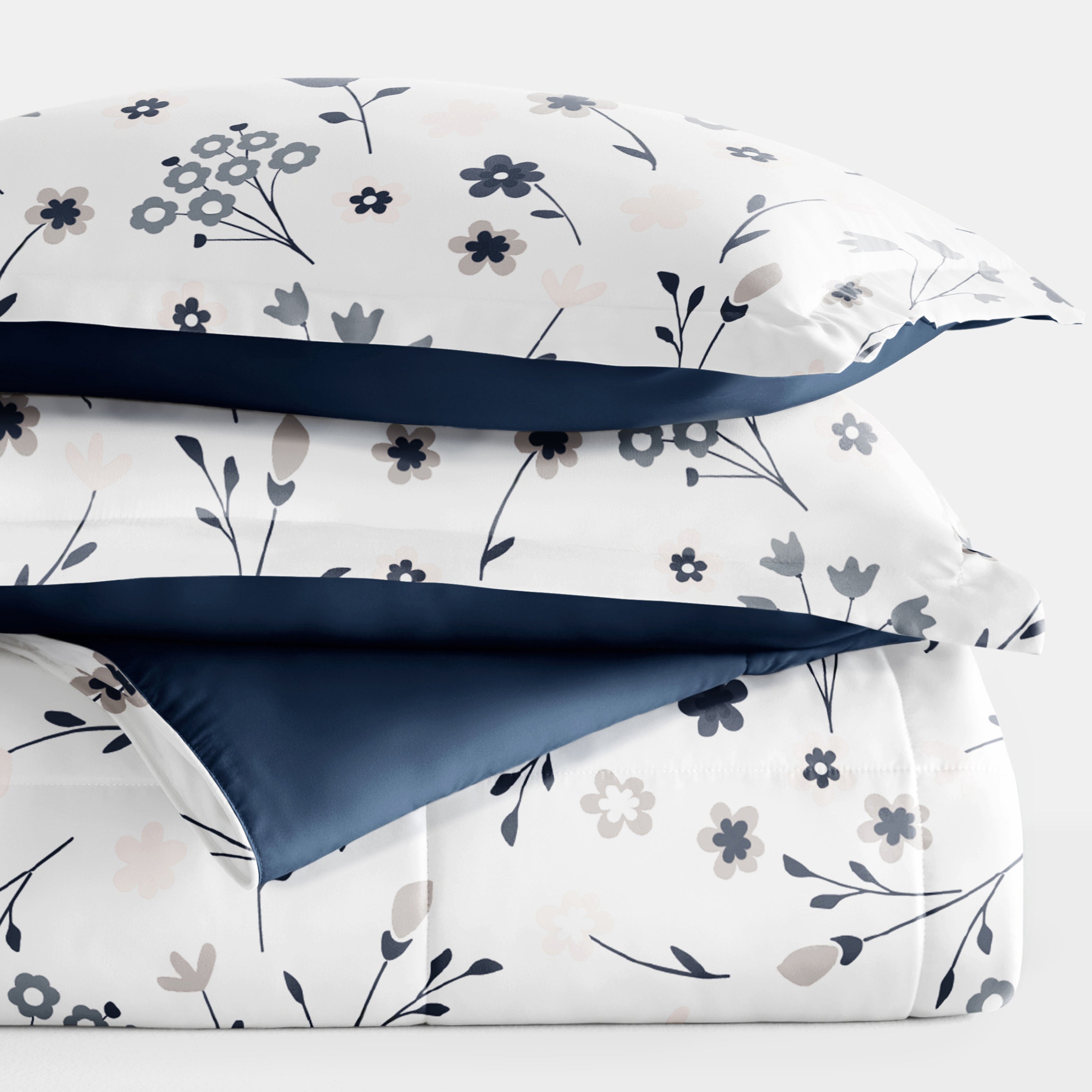 Forget Me Not Reversible Patterned Down-Alternative Comforter Set