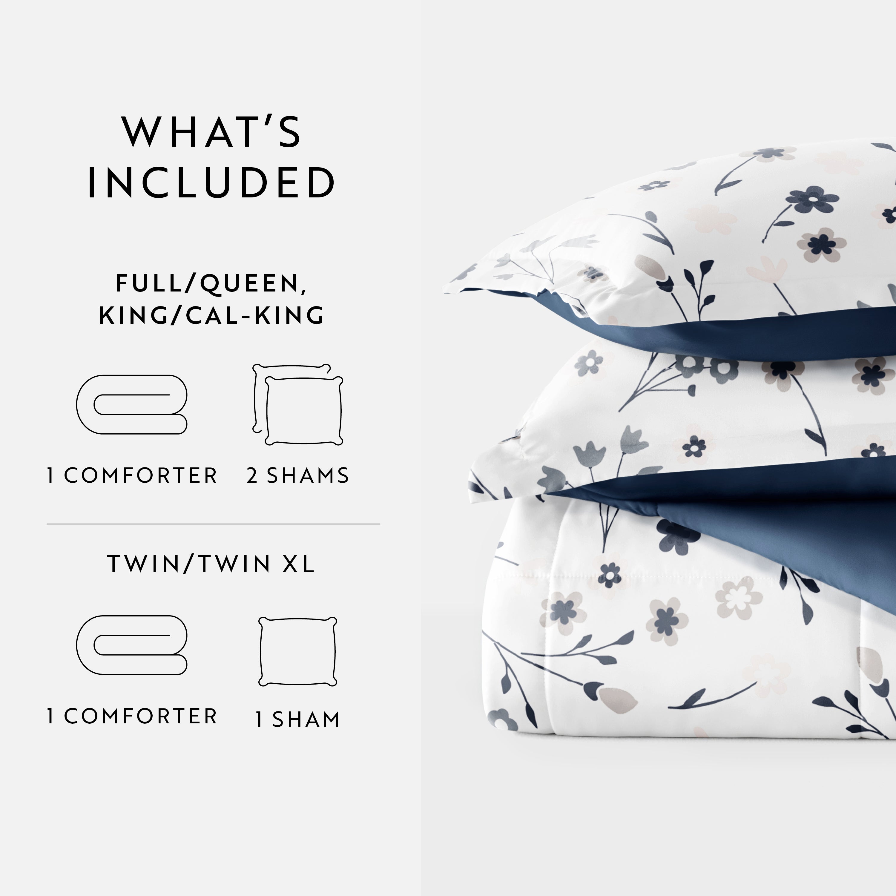 Forget Me Not Reversible Patterned Down-Alternative Comforter Set