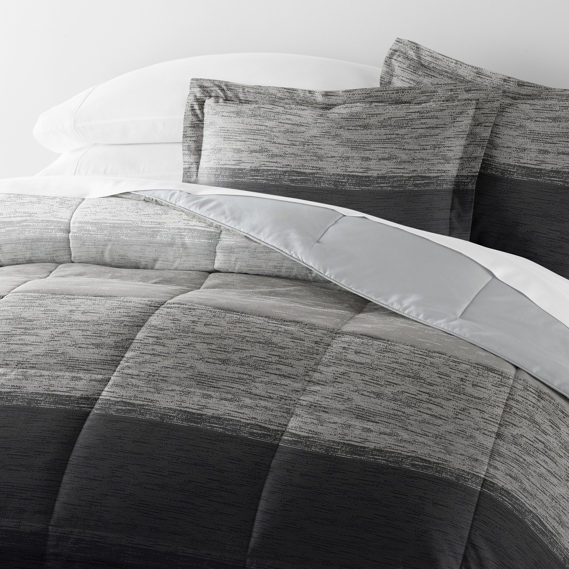 Ombre Reversible Patterned Down-Alternative Comforter Set