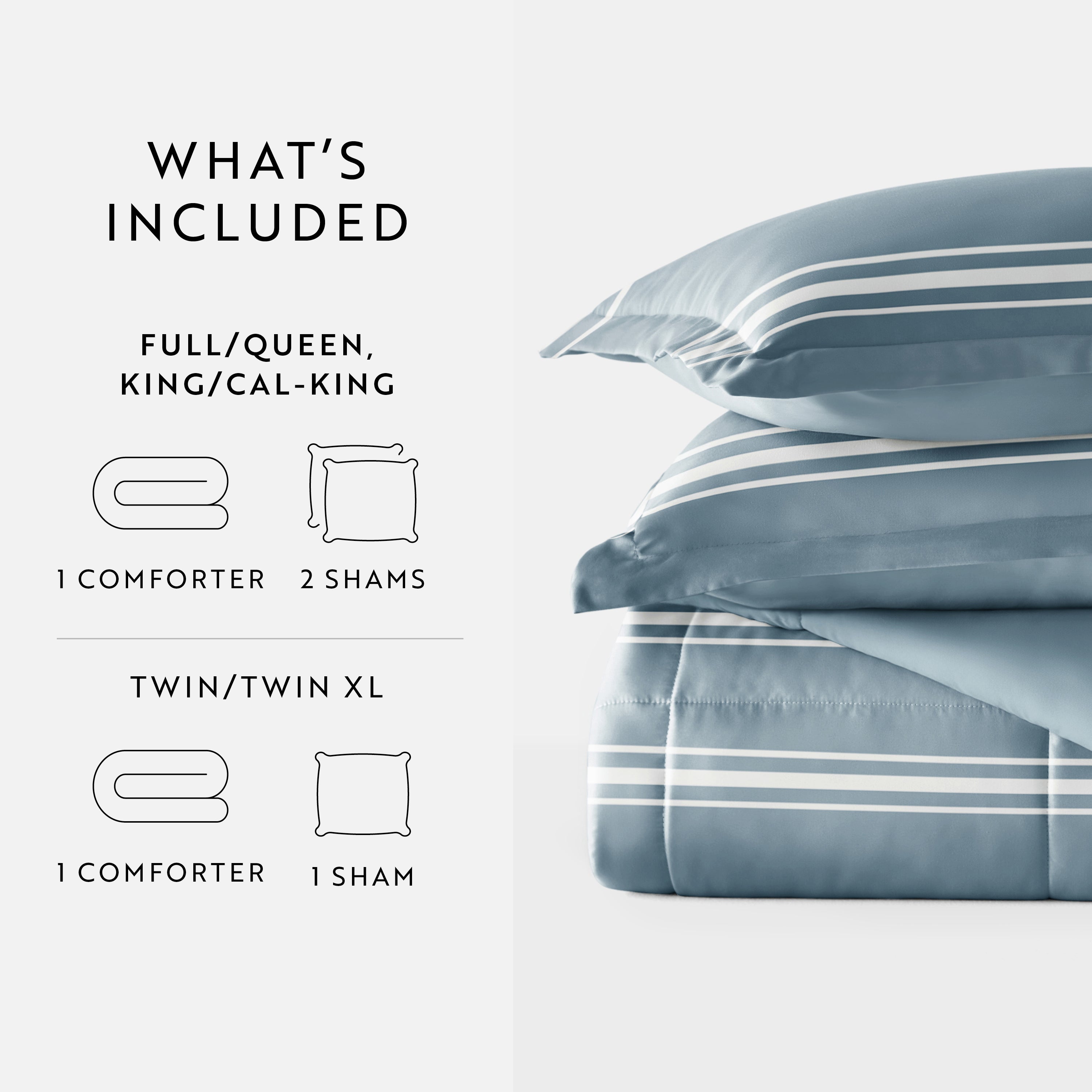 Soft Stripe Reversible Patterned Down-Alternative Comforter Set