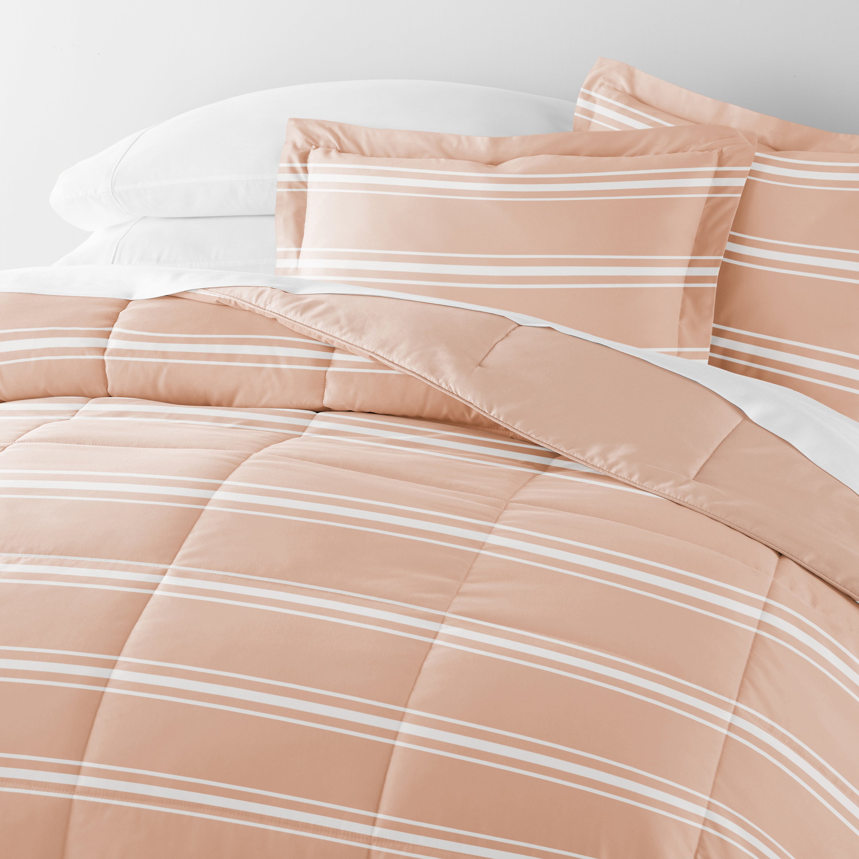 Soft Stripe Reversible Patterned Down-Alternative Comforter Set