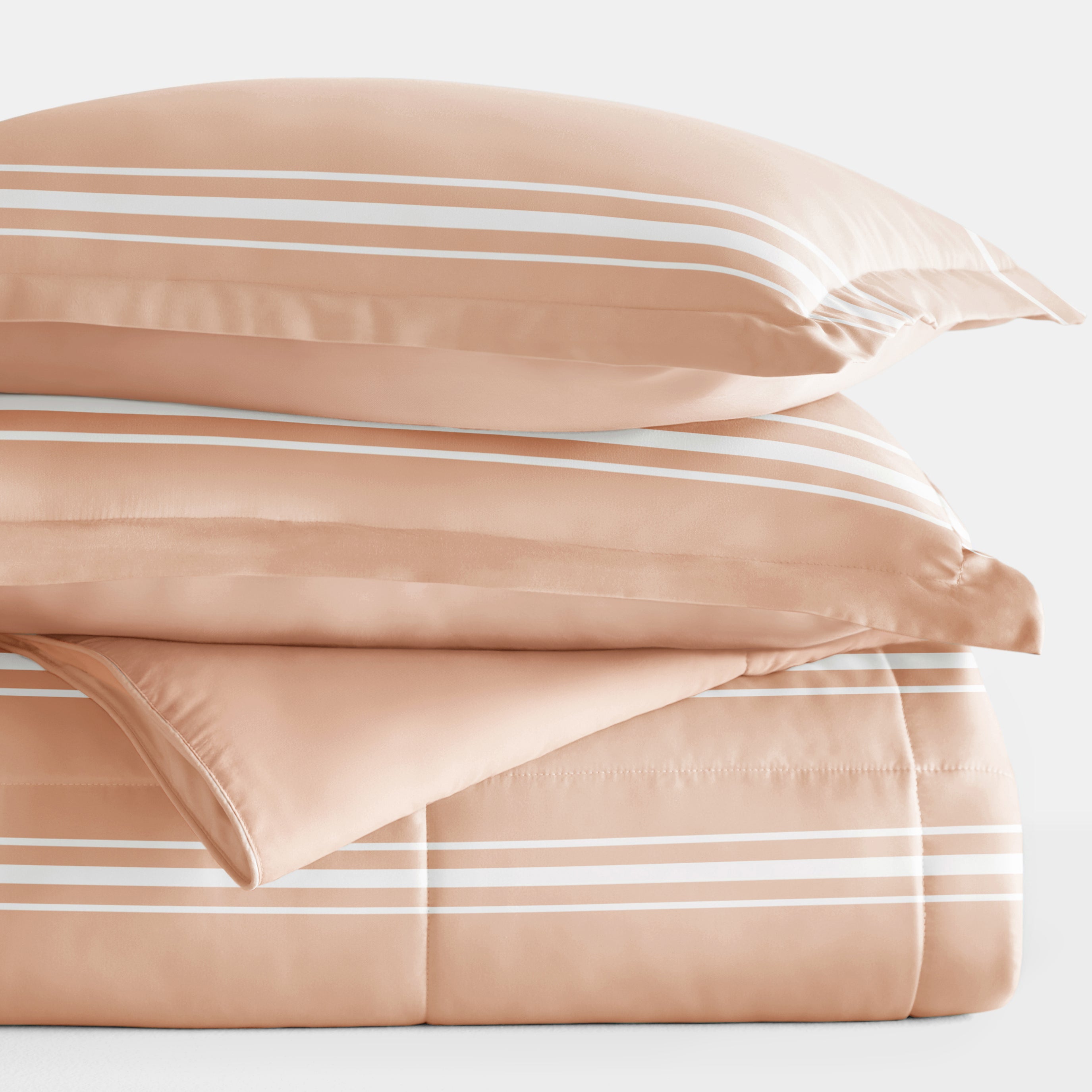 Soft Stripe Reversible Patterned Down-Alternative Comforter Set