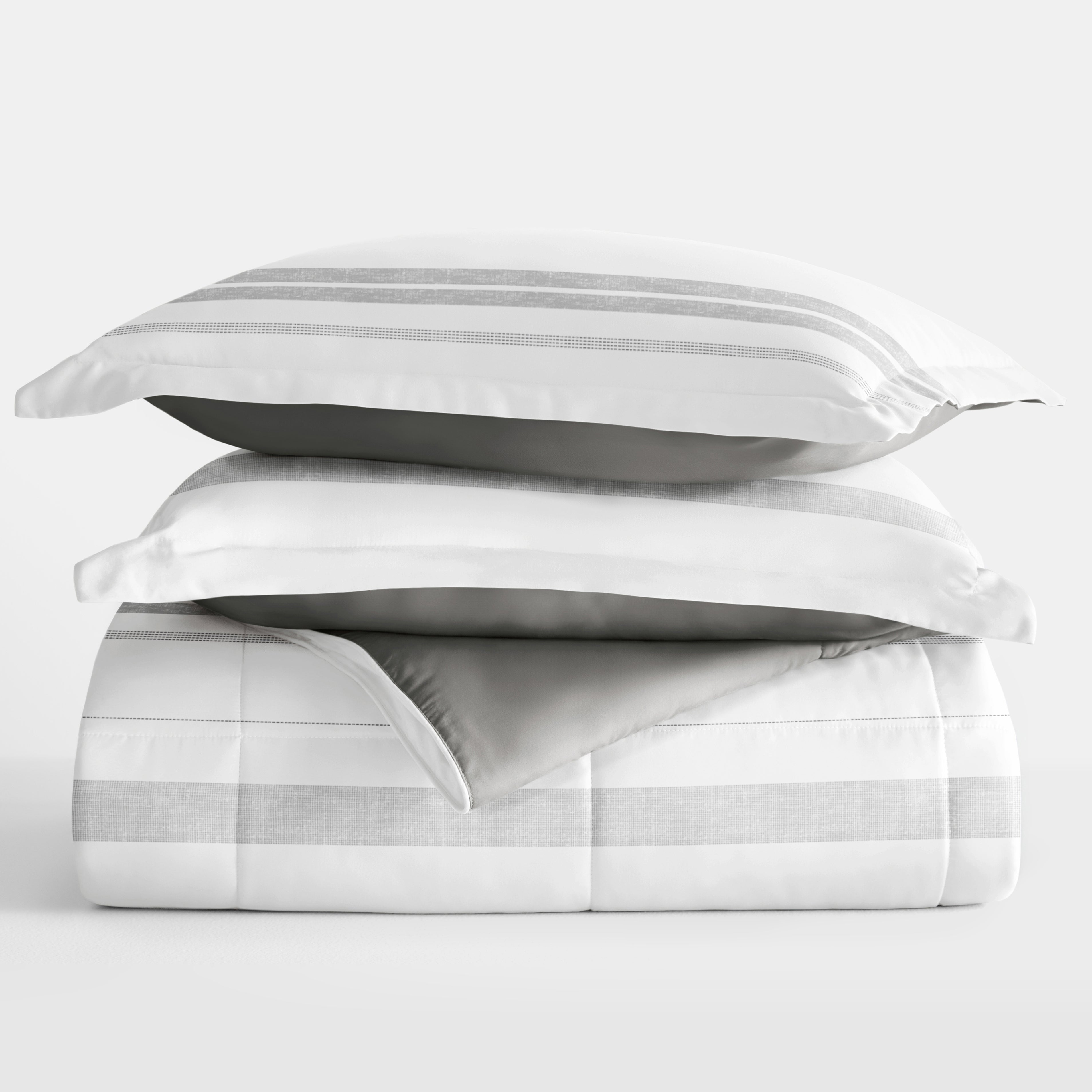 Stitched Stripe Reversible Patterned Down-Alternative Comforter Set