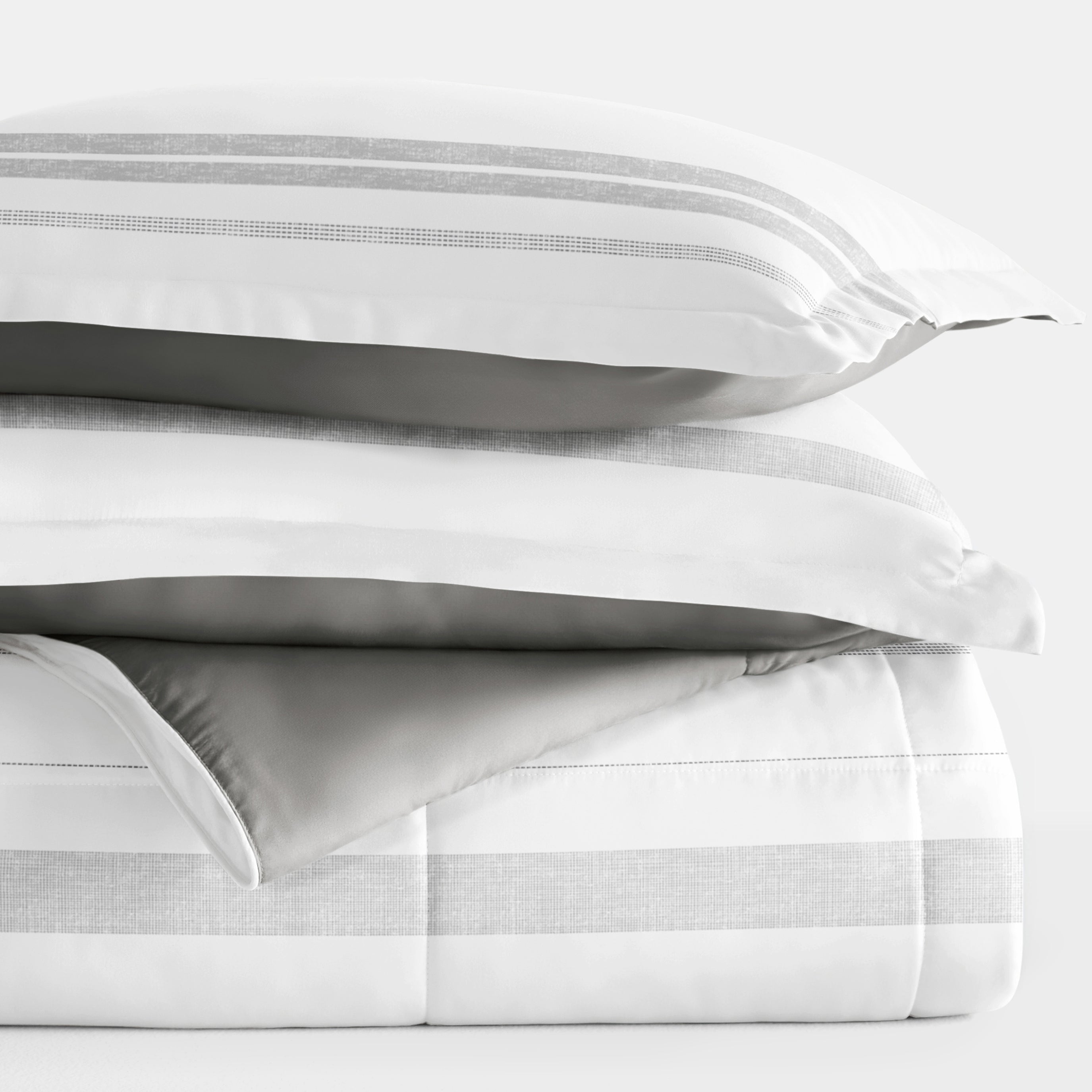 Stitched Stripe Reversible Patterned Down-Alternative Comforter Set