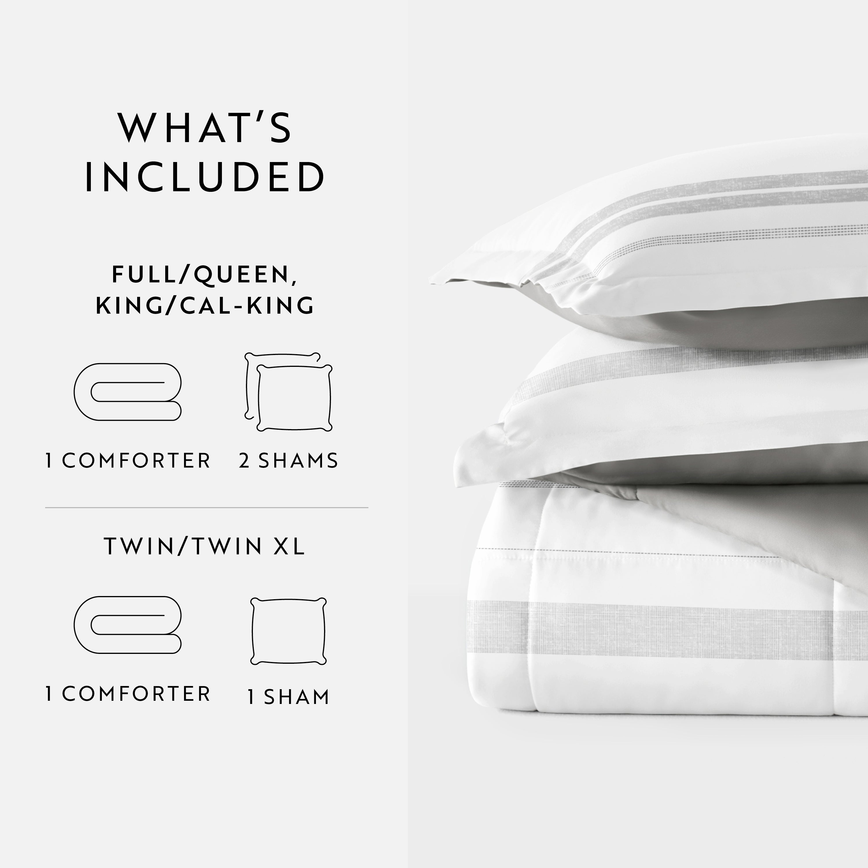 Stitched Stripe Reversible Patterned Down-Alternative Comforter Set