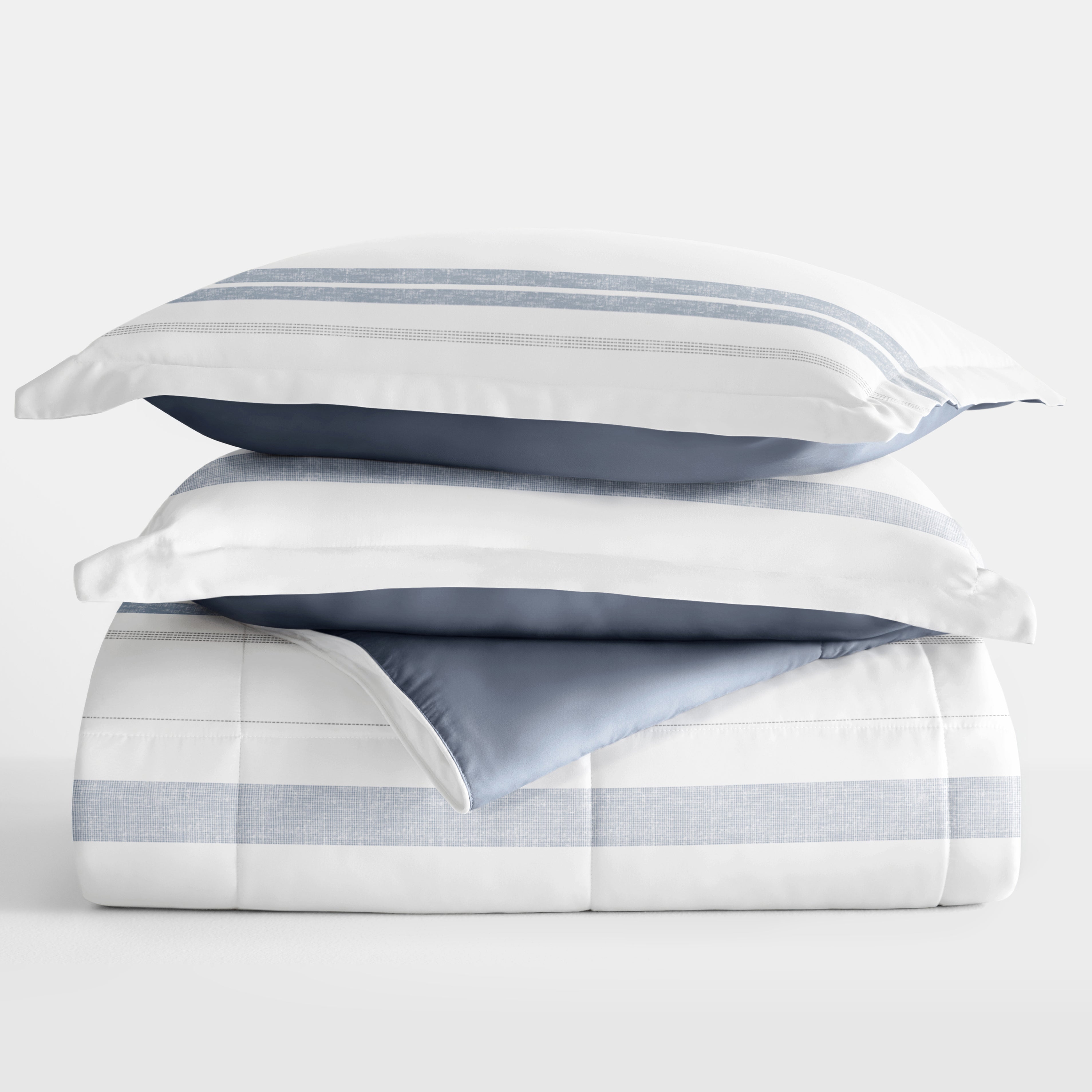 Stitched Stripe Reversible Patterned Down-Alternative Comforter Set