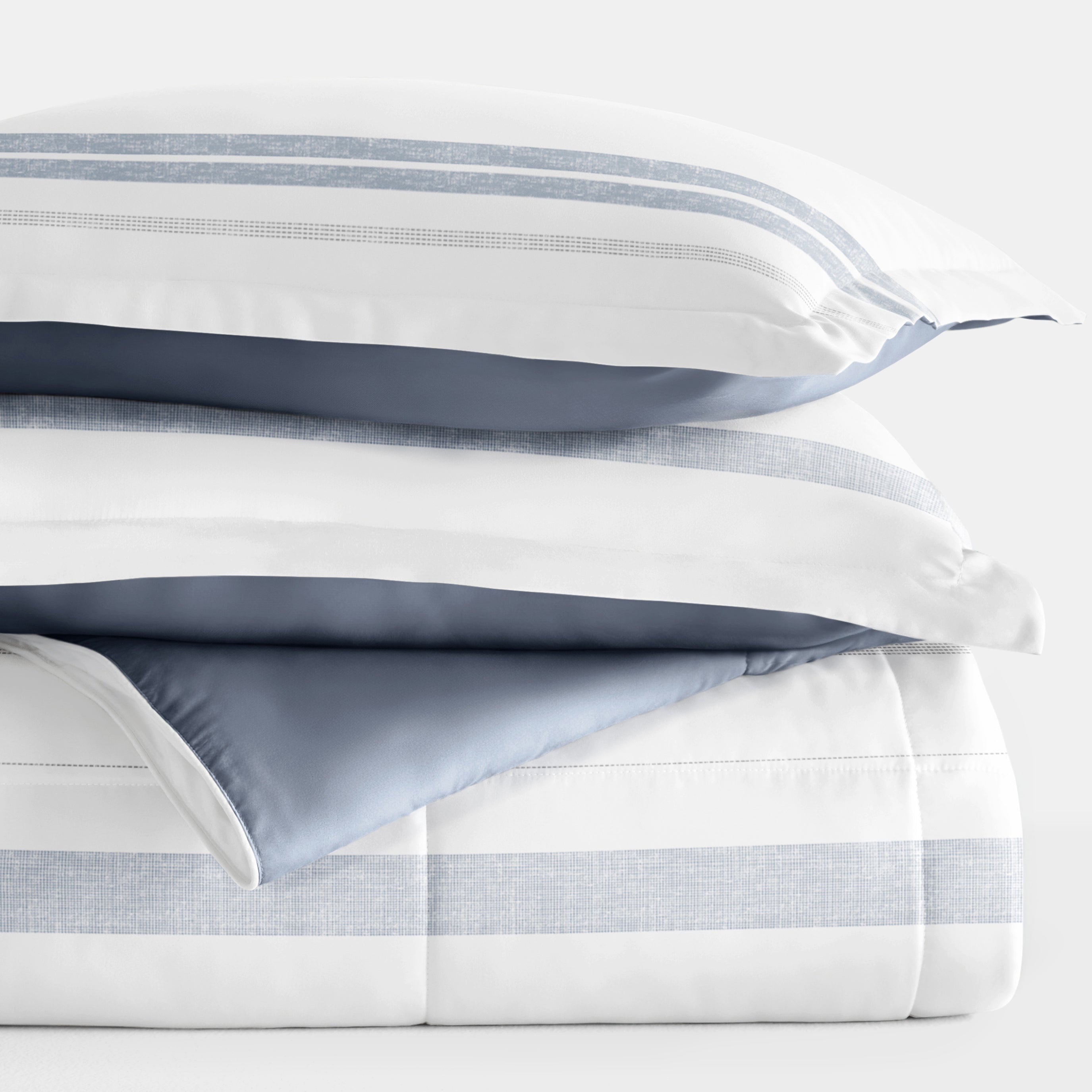 Stitched Stripe Reversible Patterned Down-Alternative Comforter Set