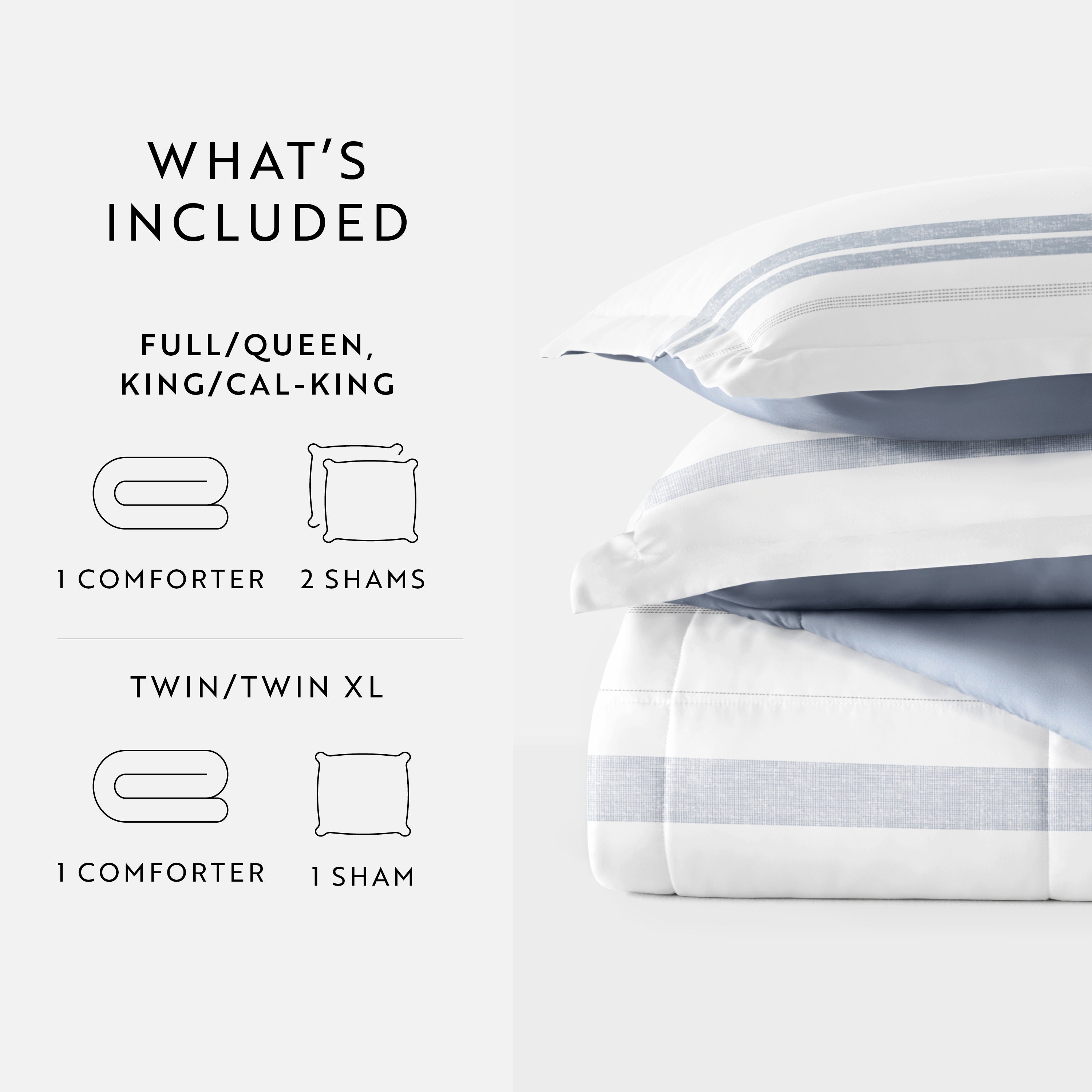 Stitched Stripe Reversible Patterned Down-Alternative Comforter Set