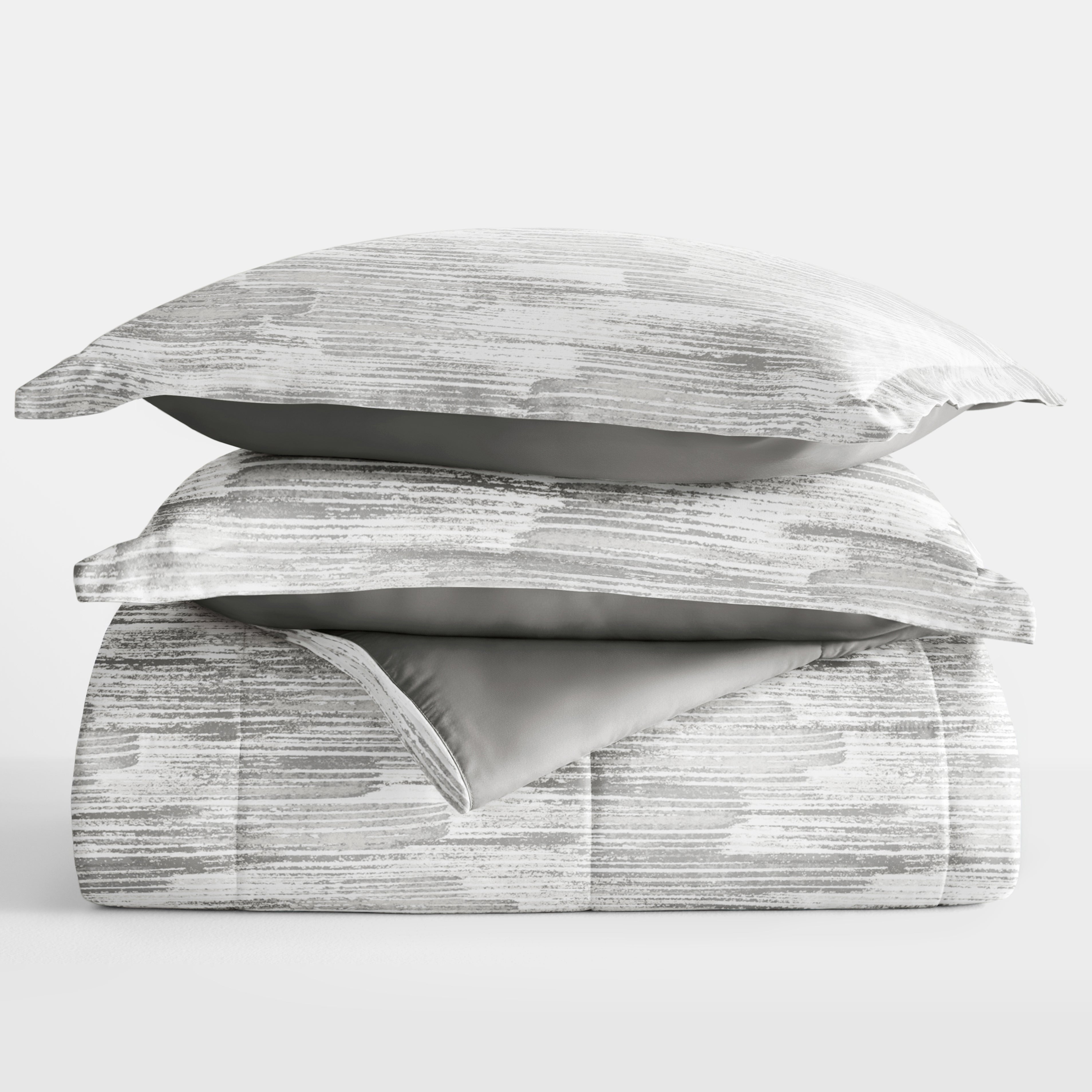 Textured Stripe Reversible Patterned Down-Alternative Comforter Set