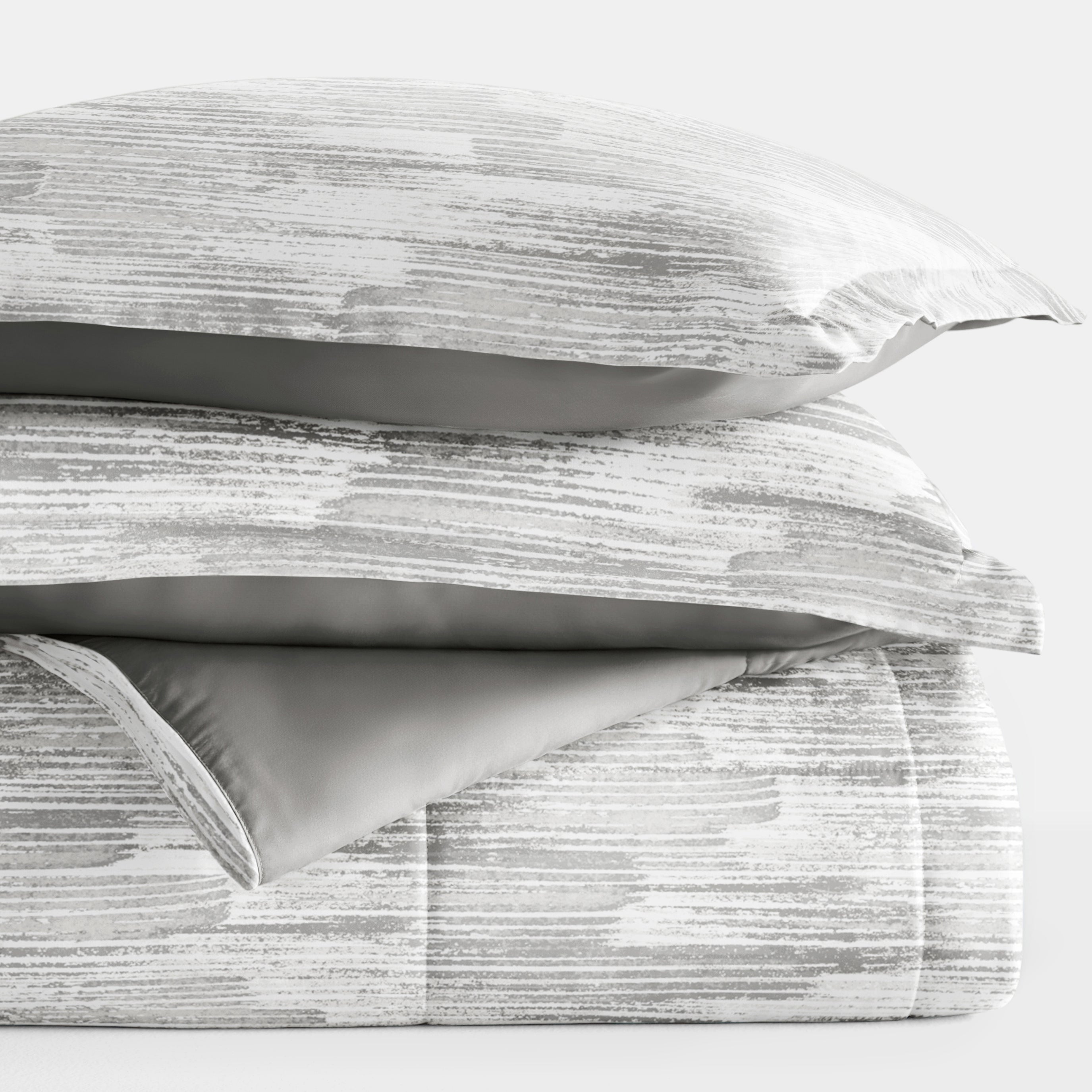 Textured Stripe Reversible Patterned Down-Alternative Comforter Set