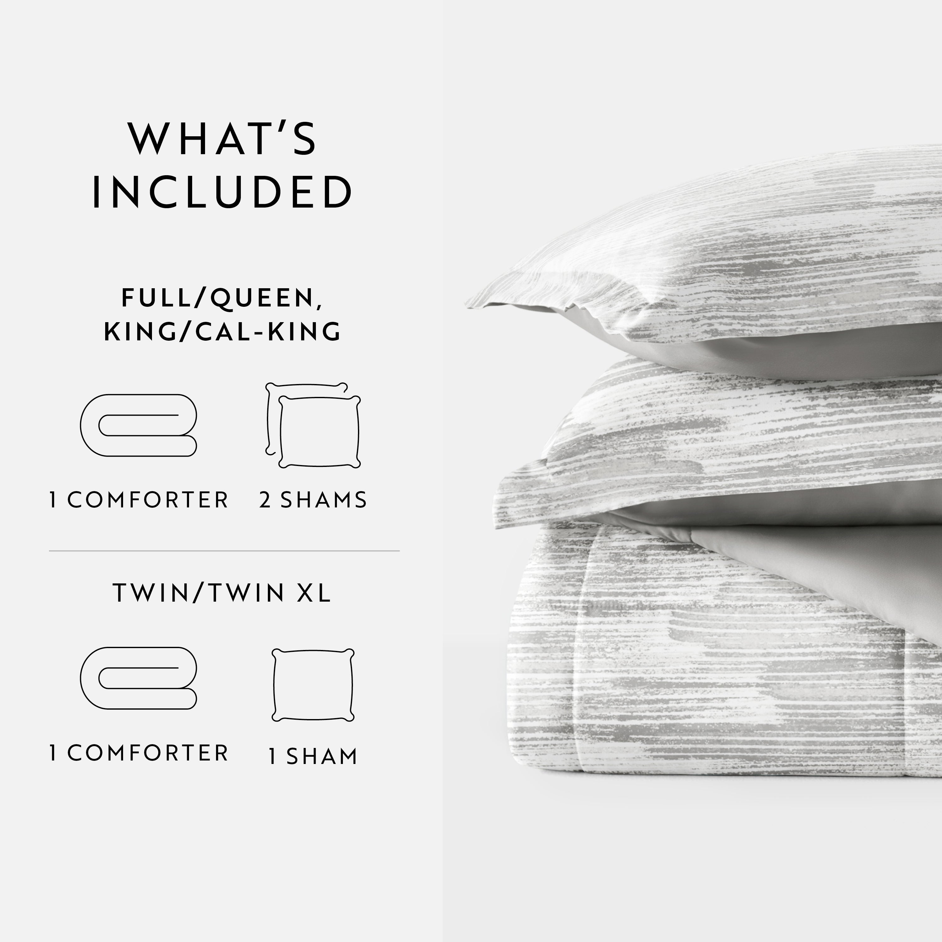 Textured Stripe Reversible Patterned Down-Alternative Comforter Set