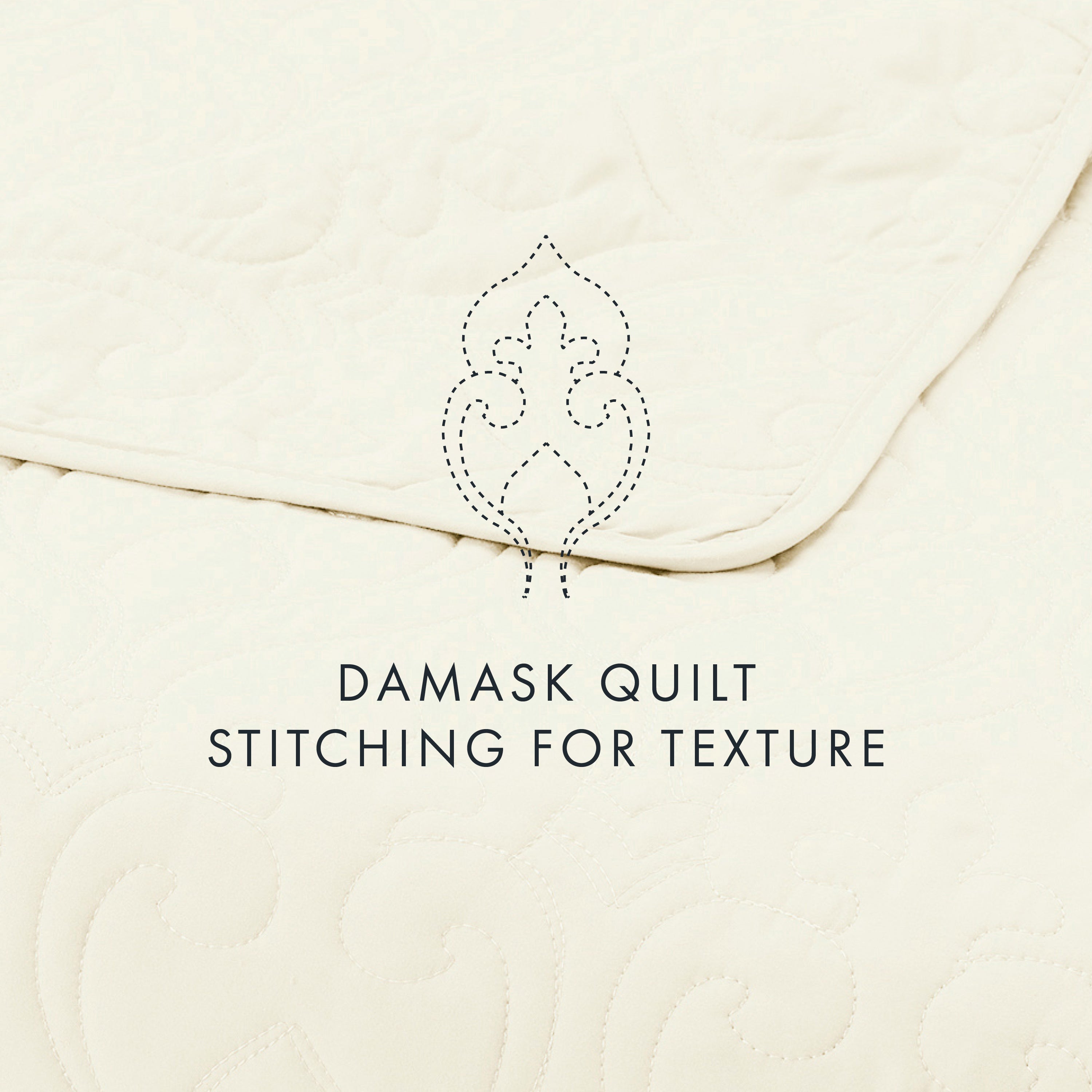 Lightweight Damask Quilted Coverlet Set