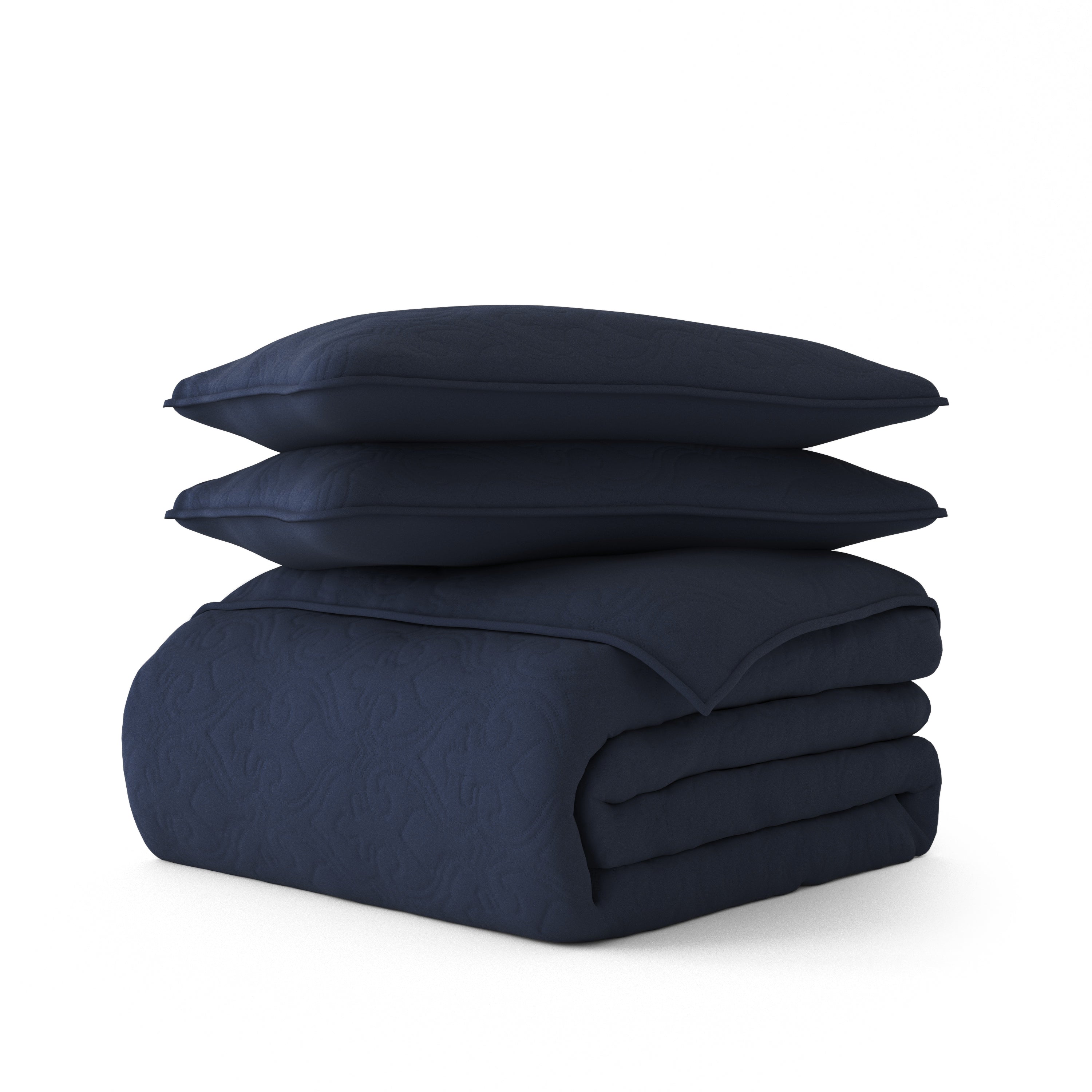 Lightweight Damask Quilted Coverlet Set