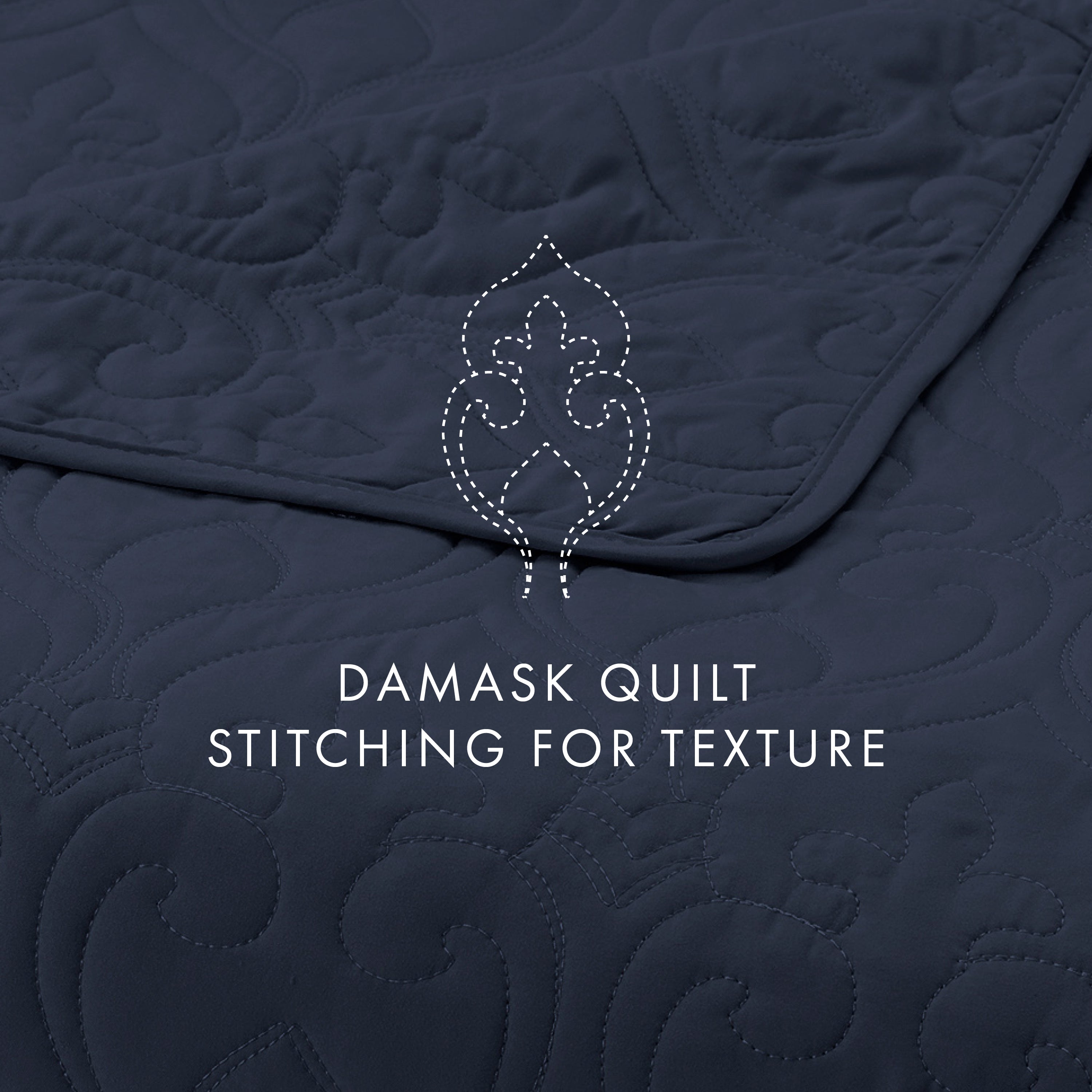 Lightweight Damask Quilted Coverlet Set