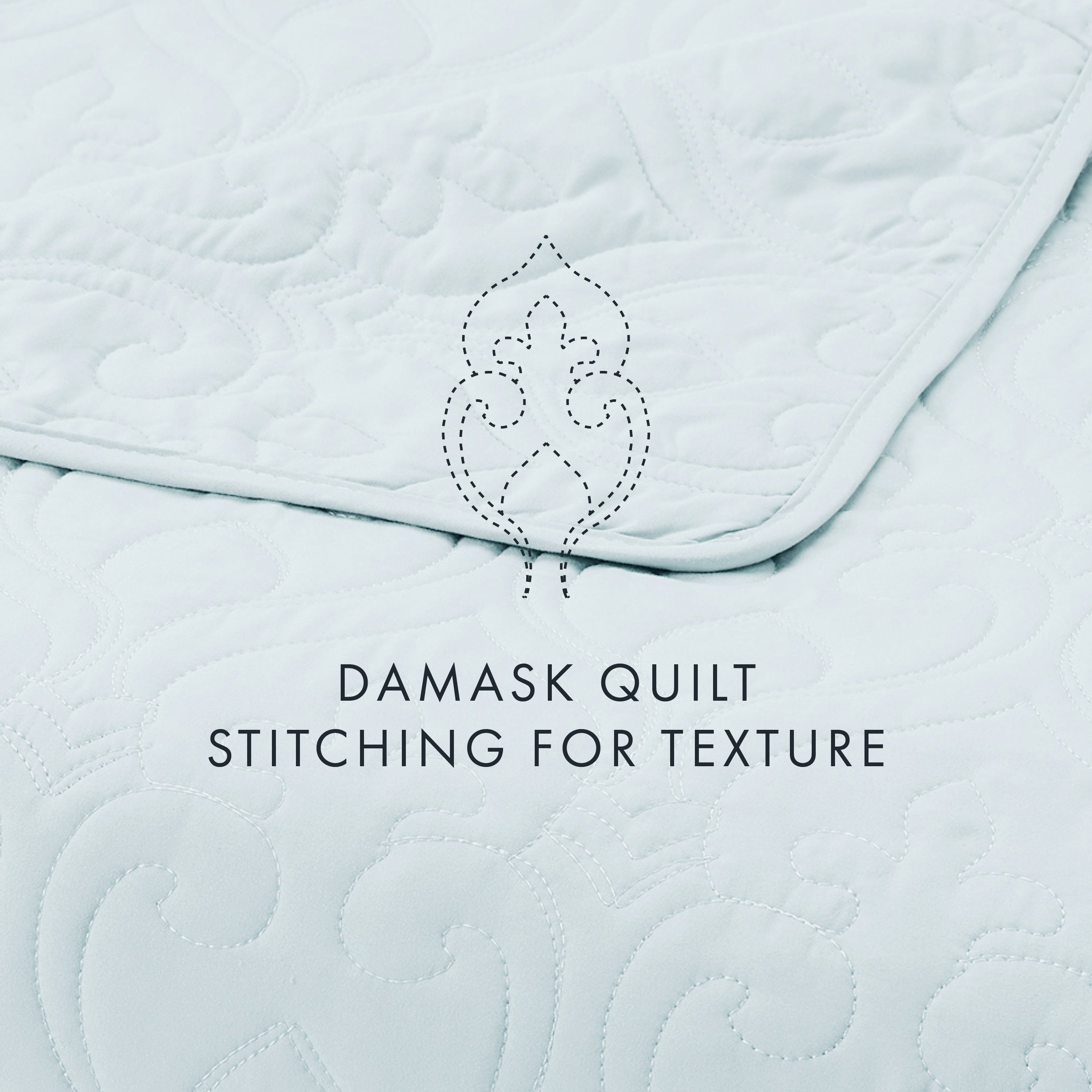 Lightweight Damask Quilted Coverlet Set