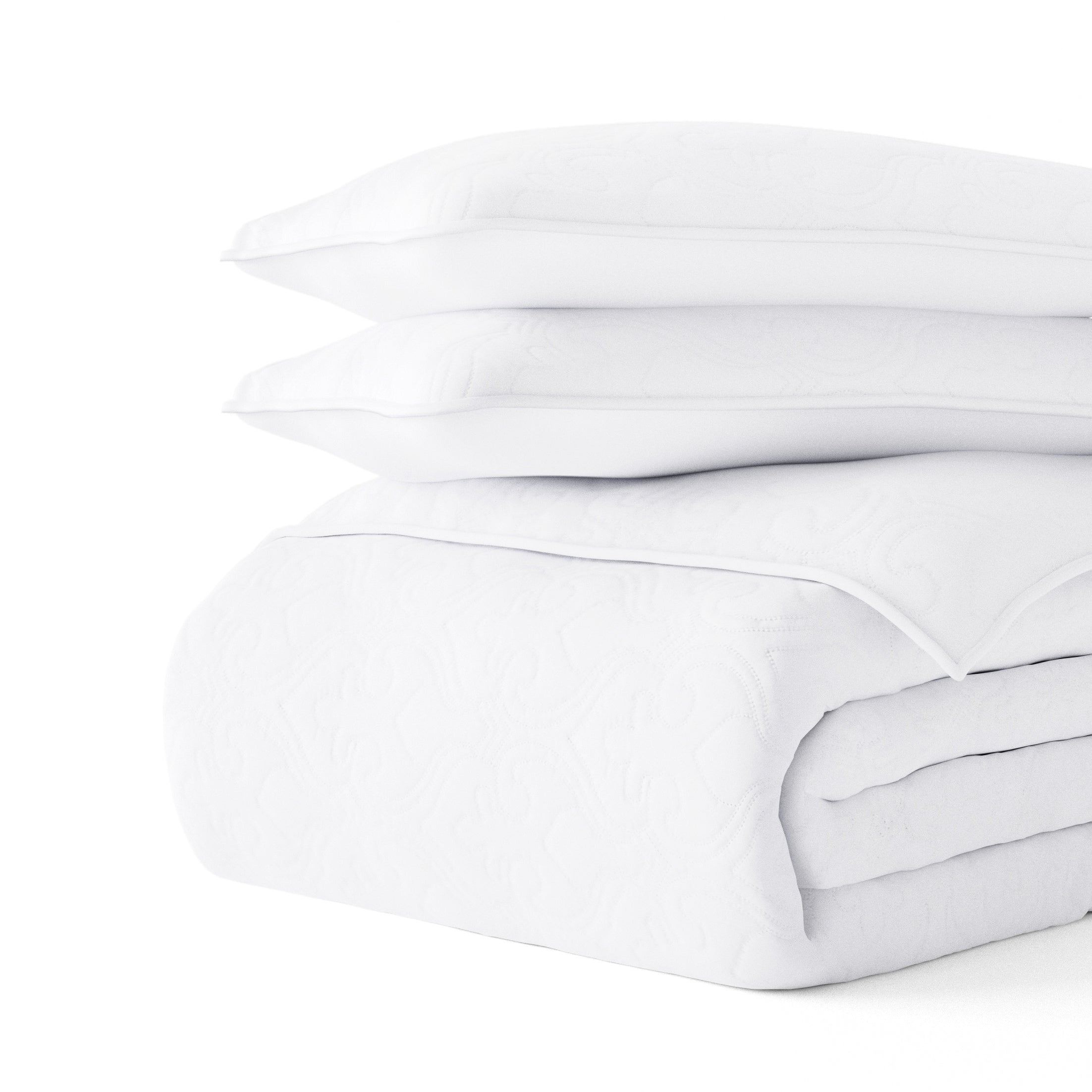 Lightweight Damask Quilted Coverlet Set