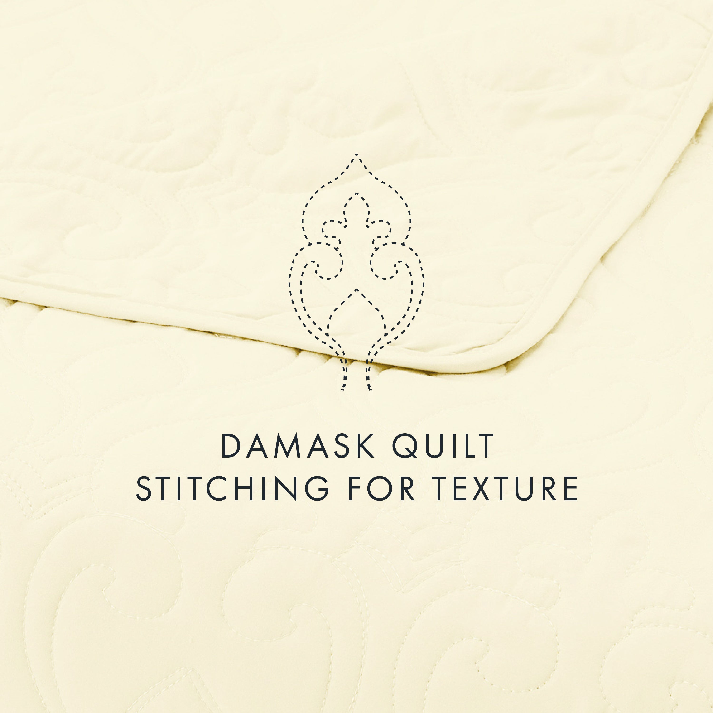 Lightweight Damask Quilted Coverlet Set