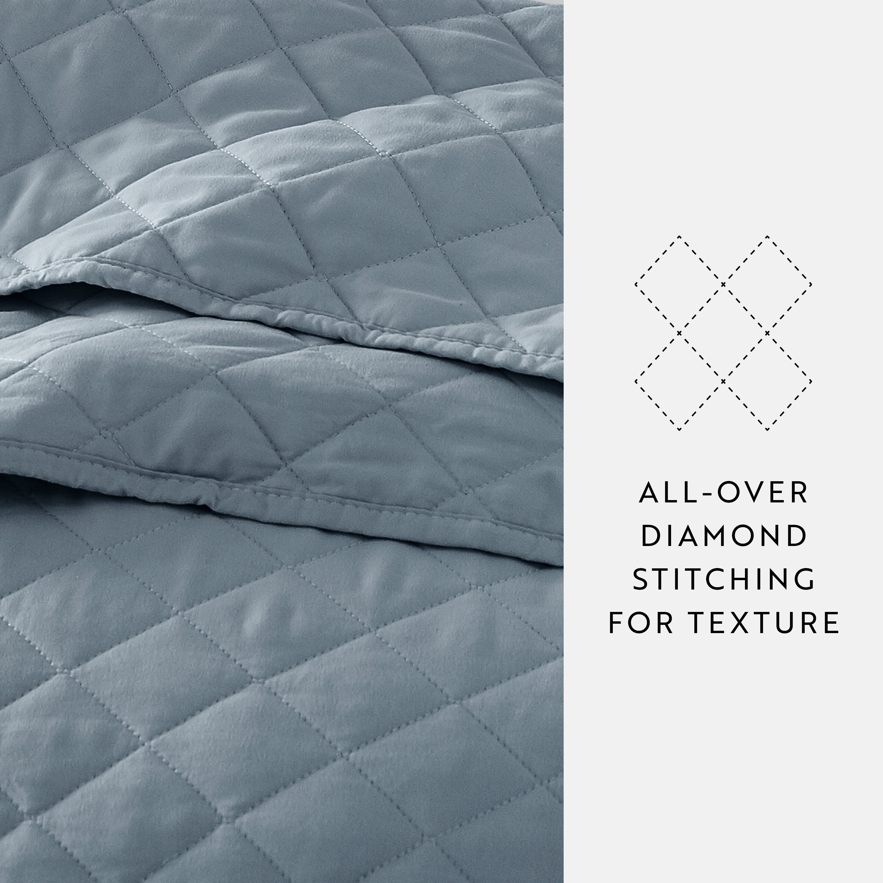 Lightweight Diamond Stitch Quilted Coverlet Set