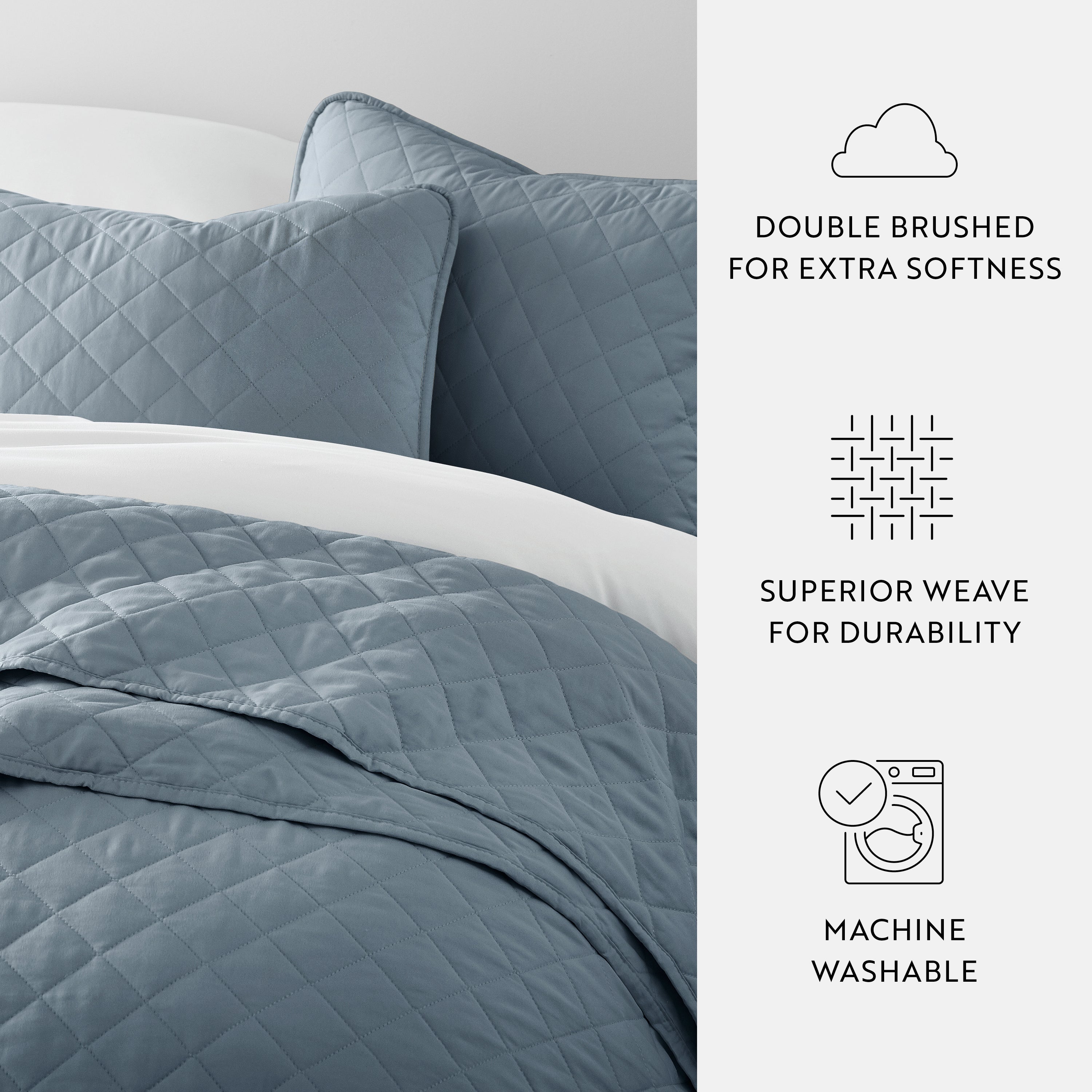 Lightweight Diamond Stitch Quilted Coverlet Set