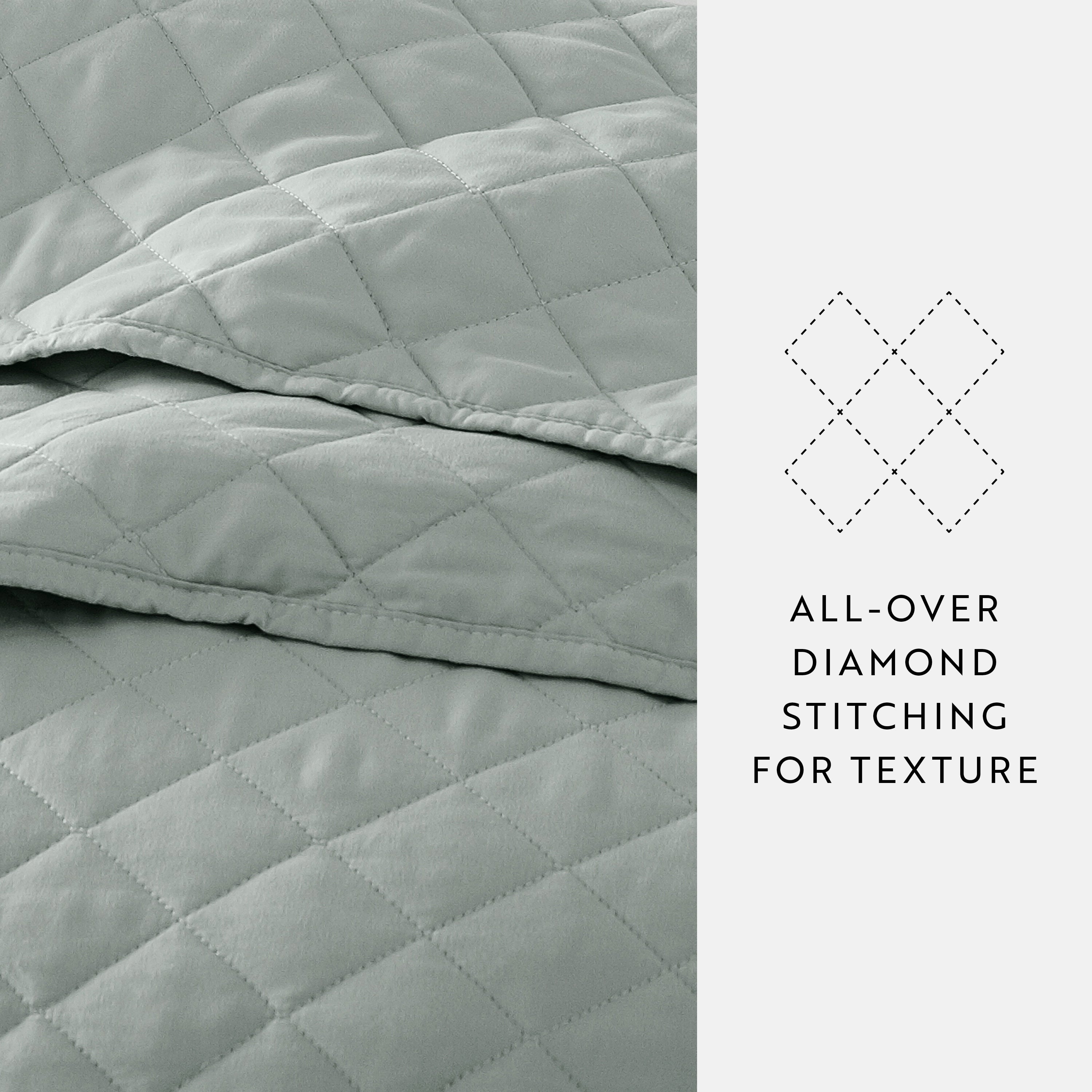 Lightweight Diamond Stitch Quilted Coverlet Set
