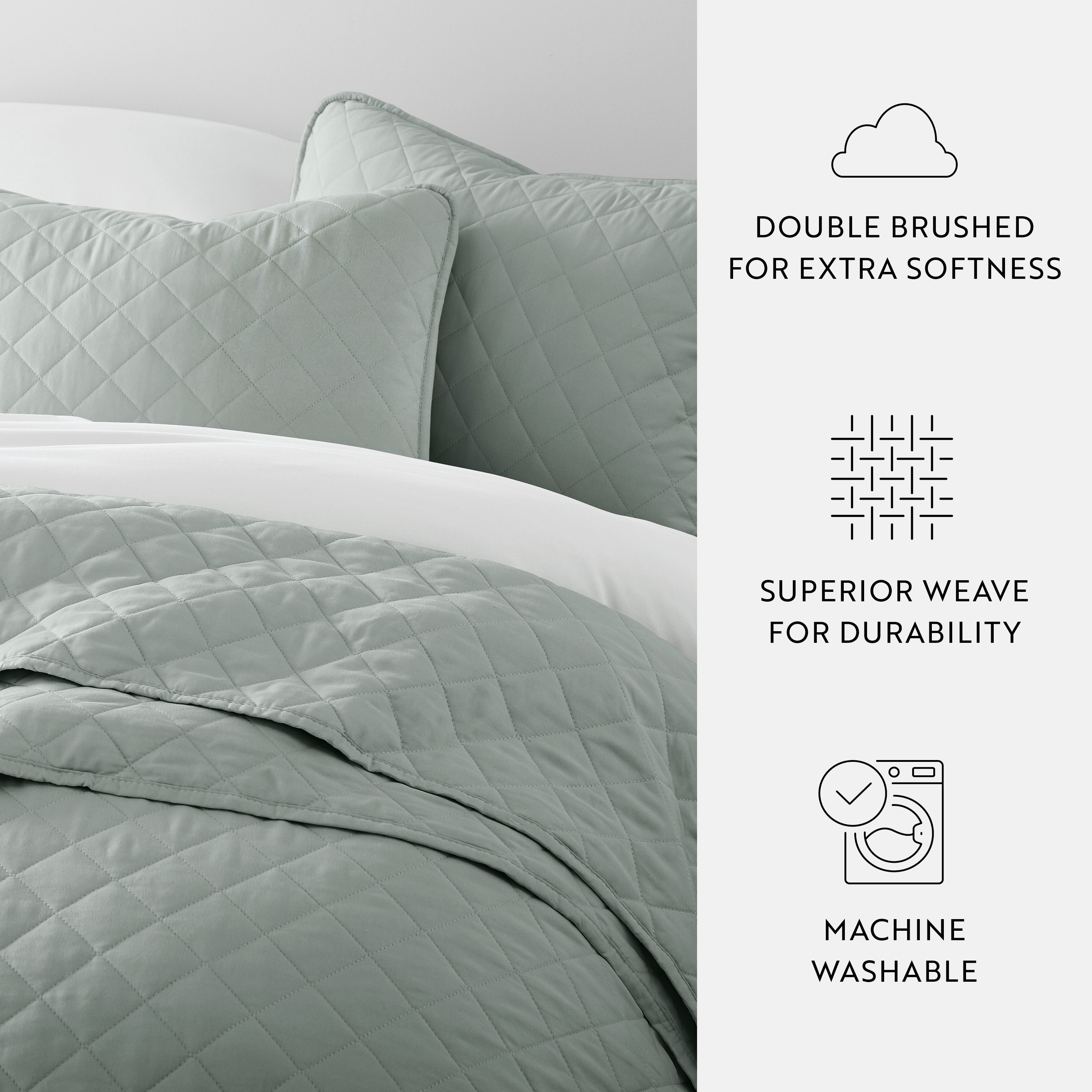 Lightweight Diamond Stitch Quilted Coverlet Set