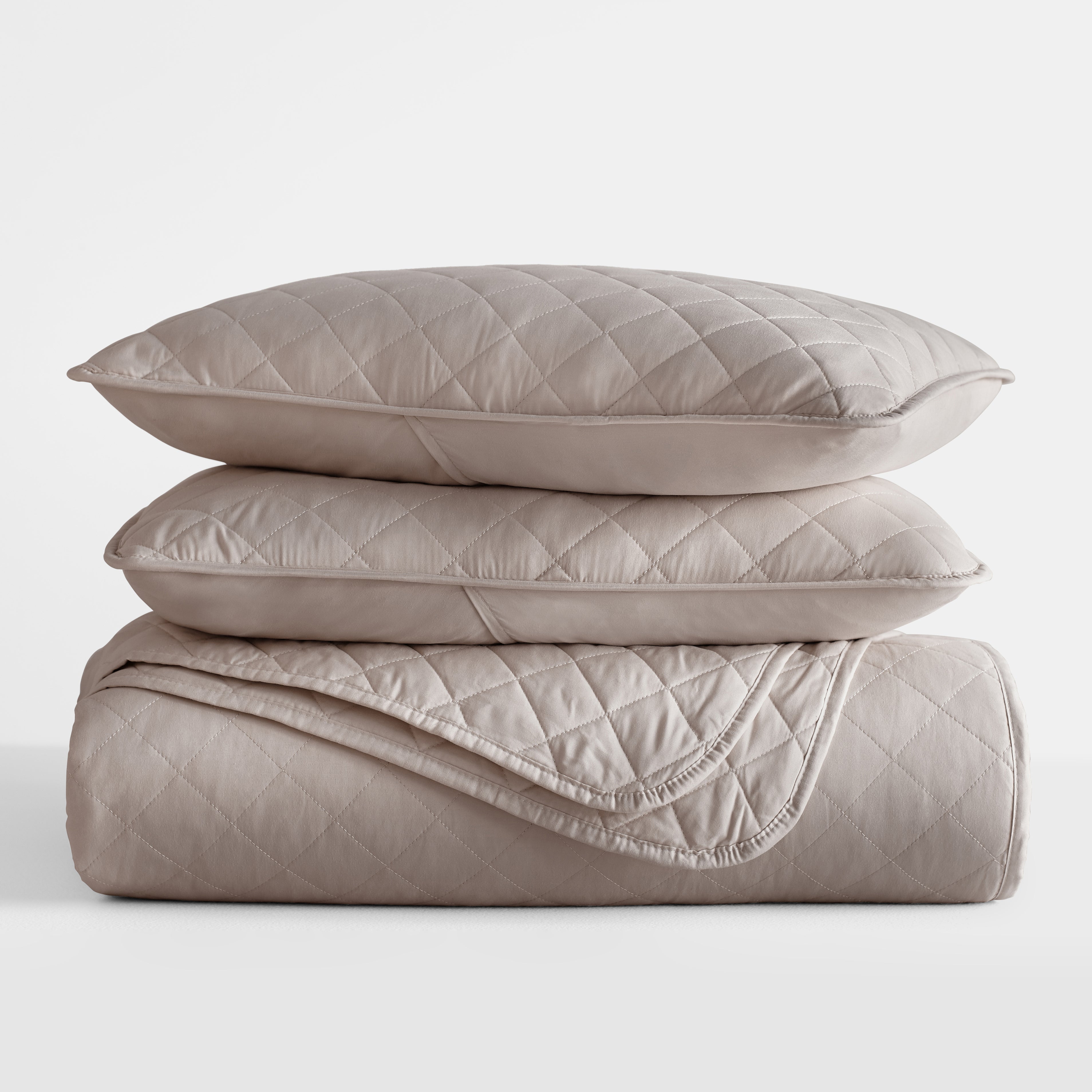 Lightweight Diamond Stitch Quilted Coverlet Set