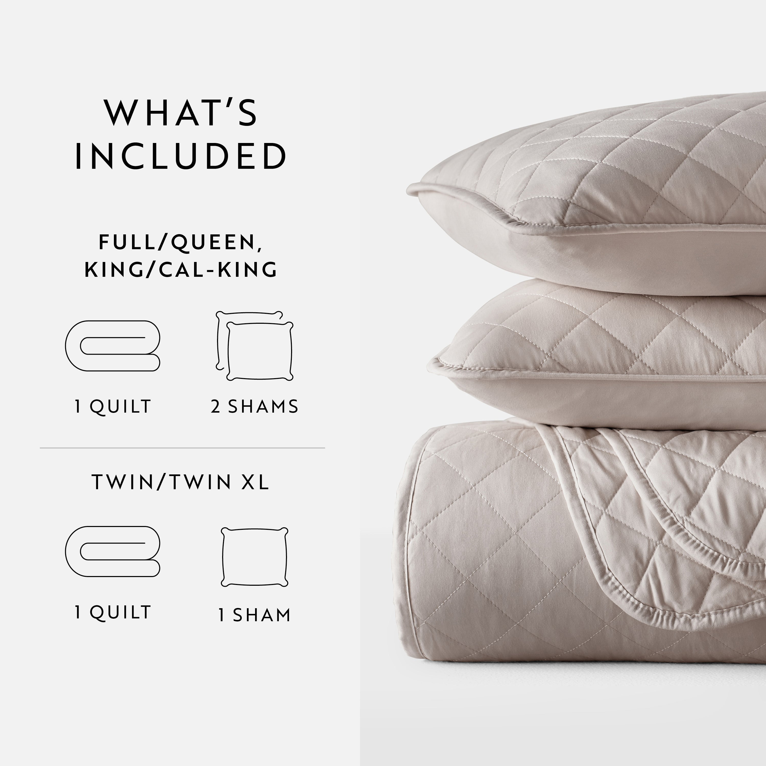 Lightweight Diamond Stitch Quilted Coverlet Set