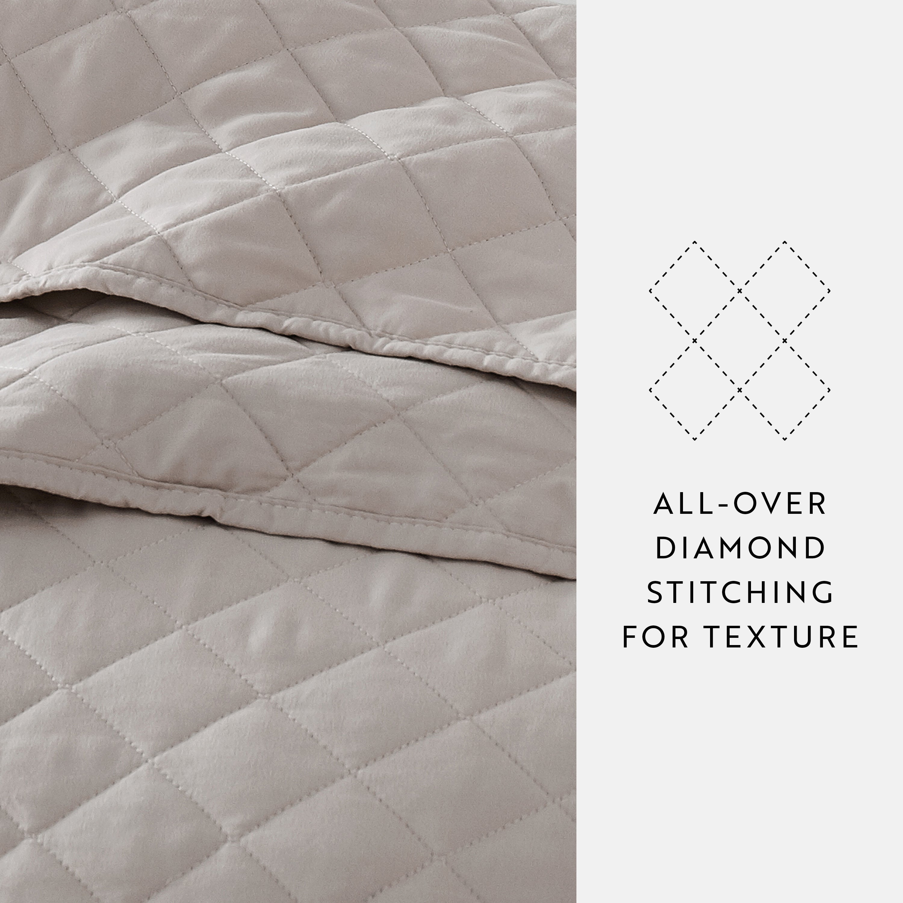 Lightweight Diamond Stitch Quilted Coverlet Set