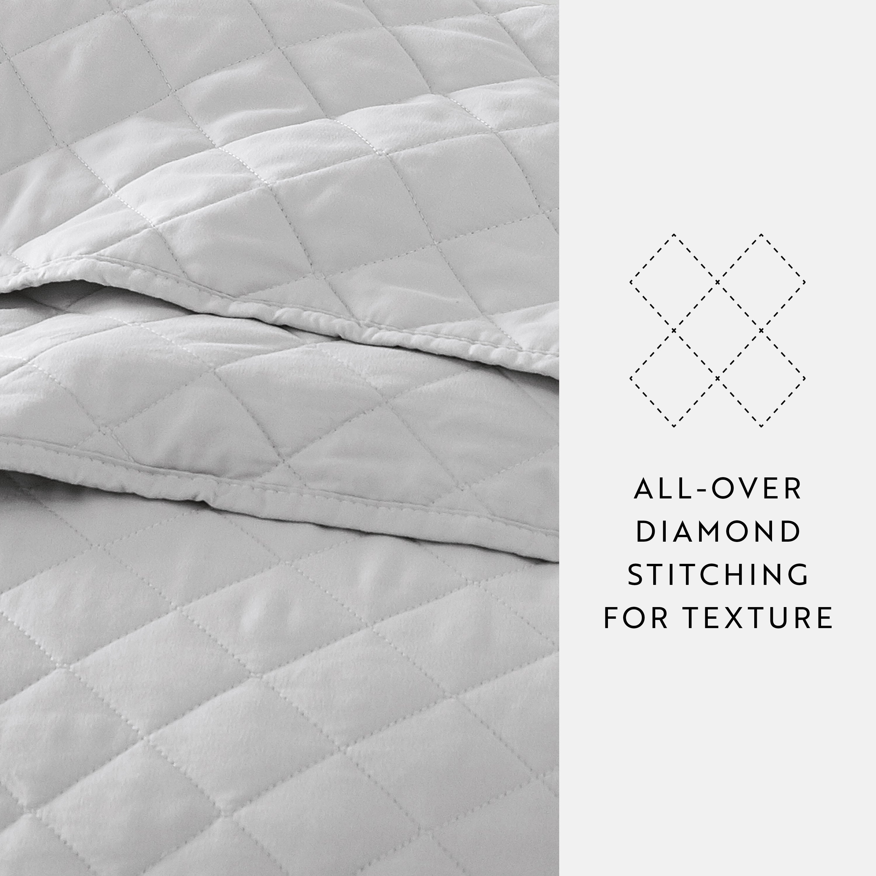 Lightweight Diamond Stitch Quilted Coverlet Set