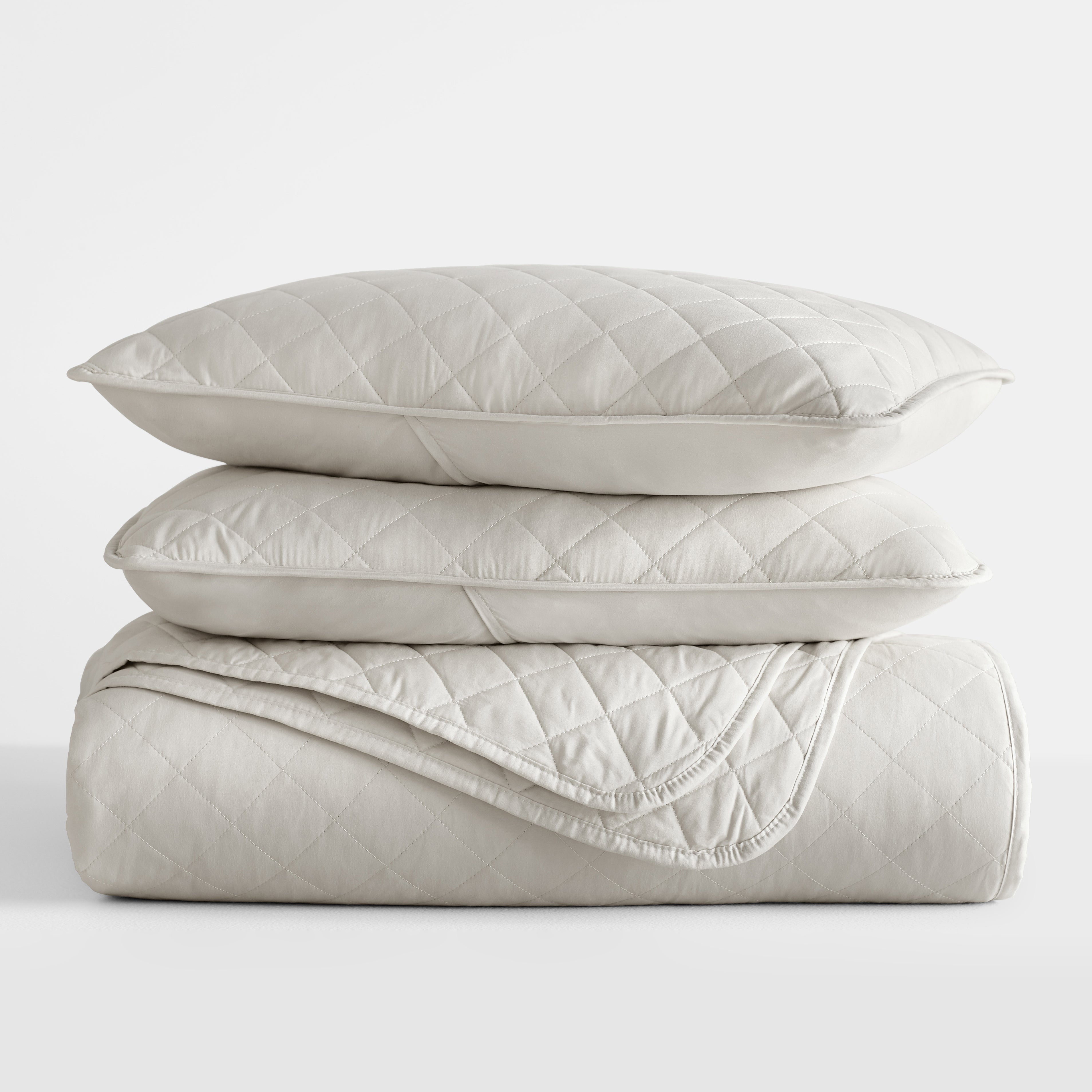 Lightweight Diamond Stitch Quilted Coverlet Set