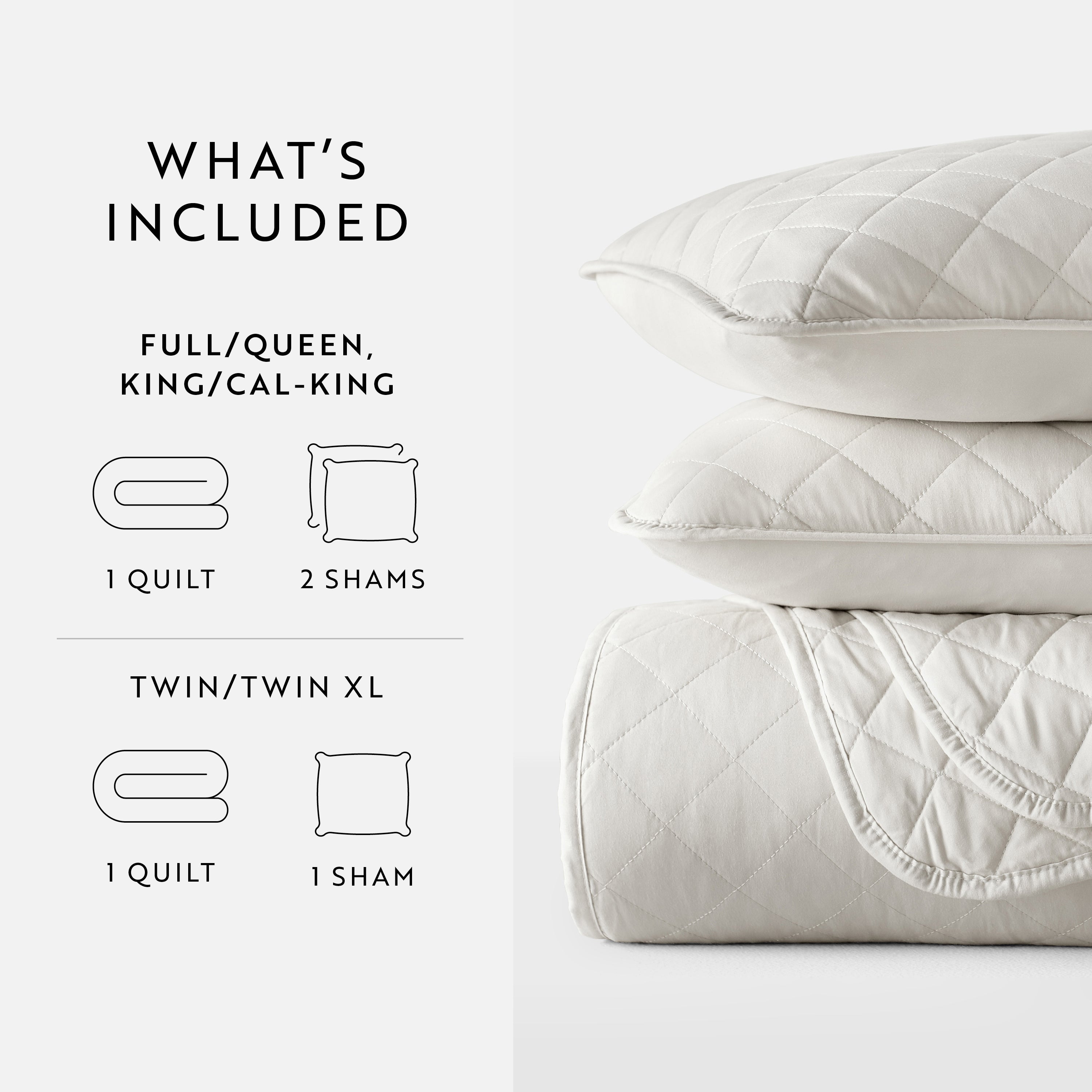 Lightweight Diamond Stitch Quilted Coverlet Set