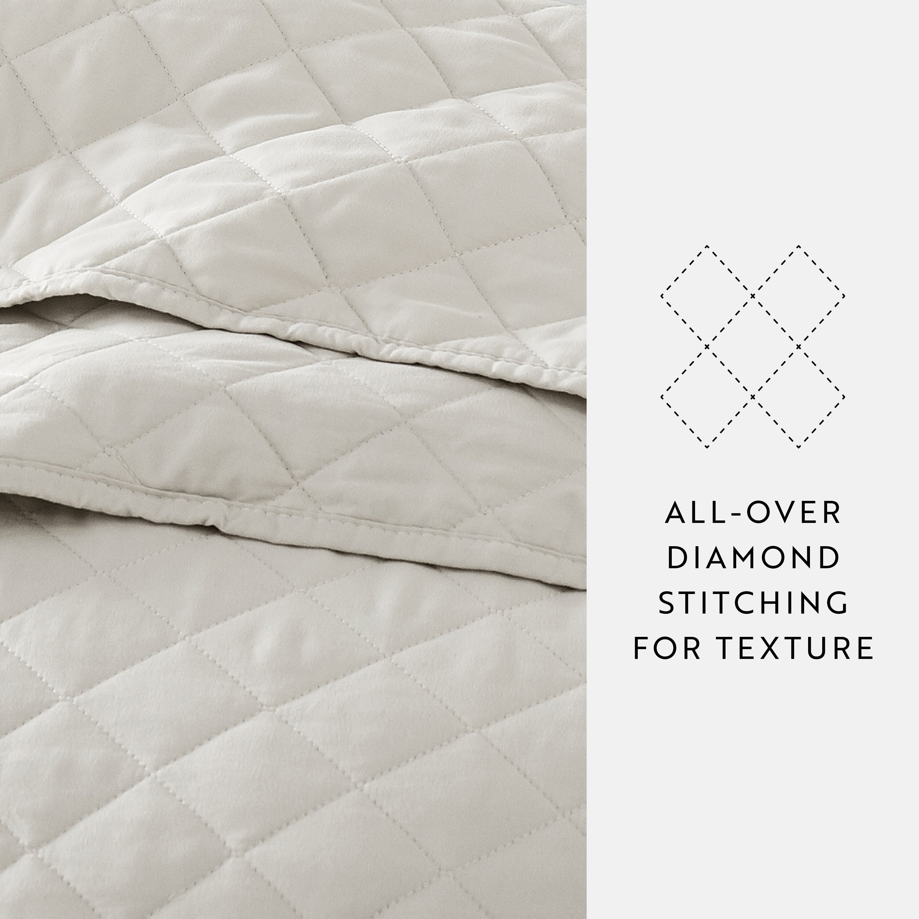 Lightweight Diamond Stitch Quilted Coverlet Set
