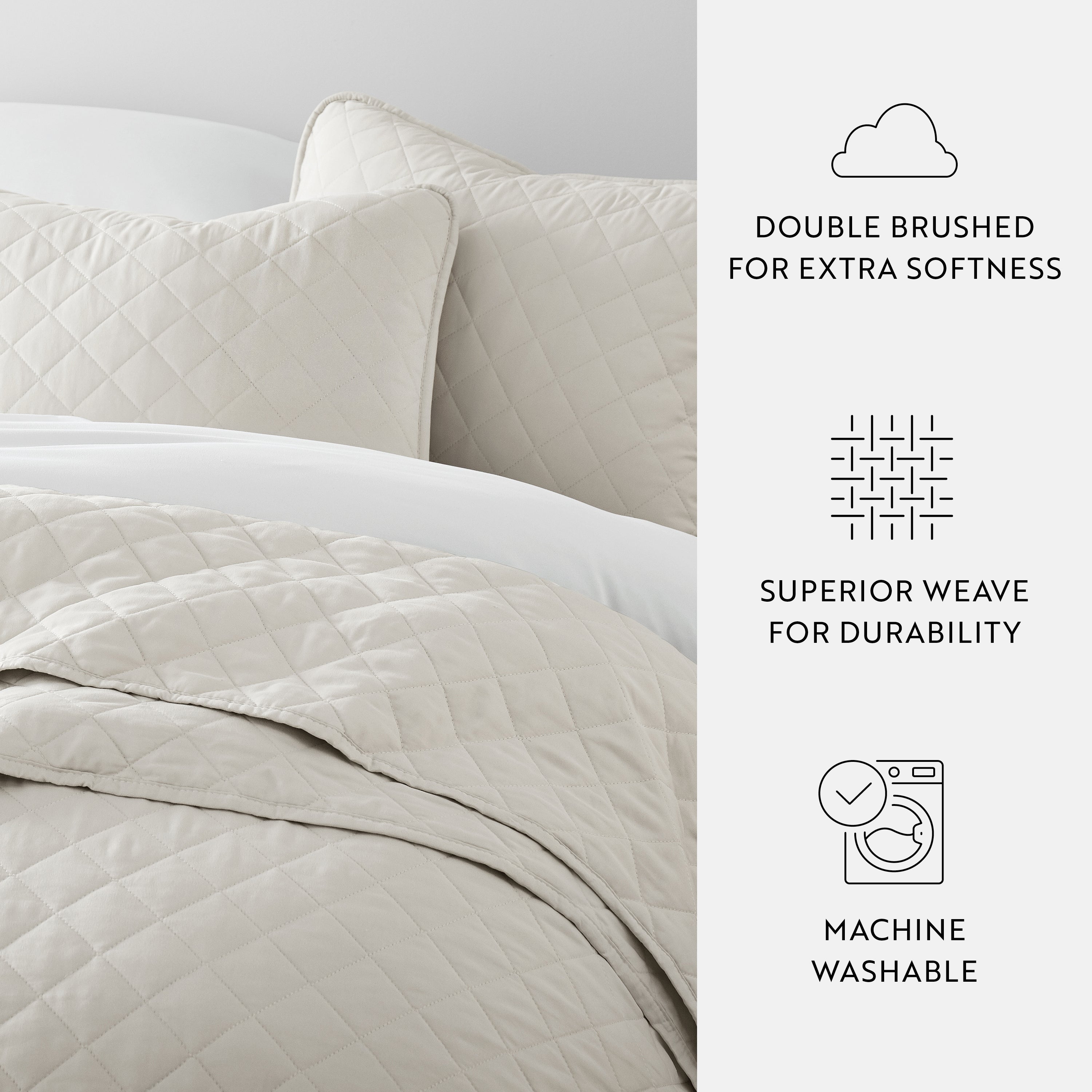 Lightweight Diamond Stitch Quilted Coverlet Set