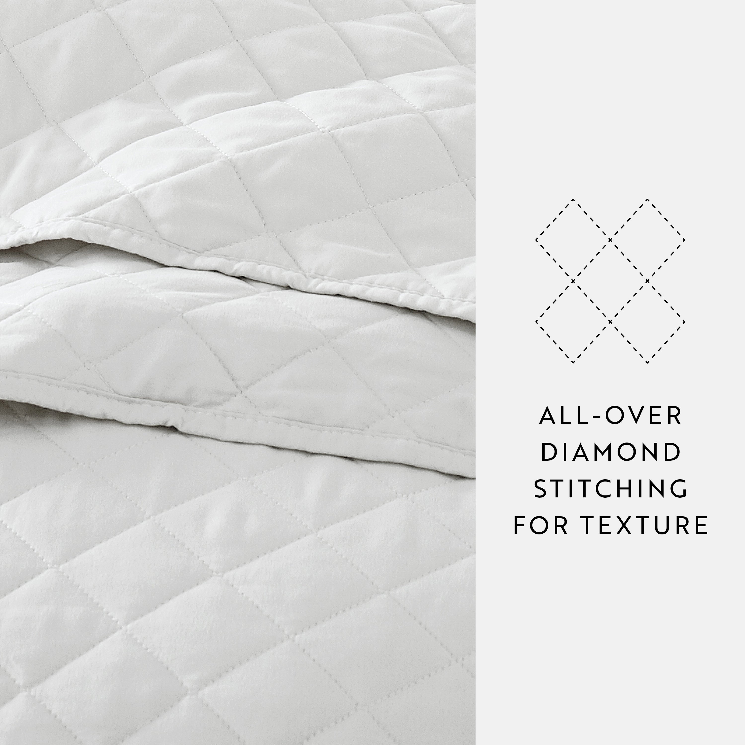 Lightweight Diamond Stitch Quilted Coverlet Set
