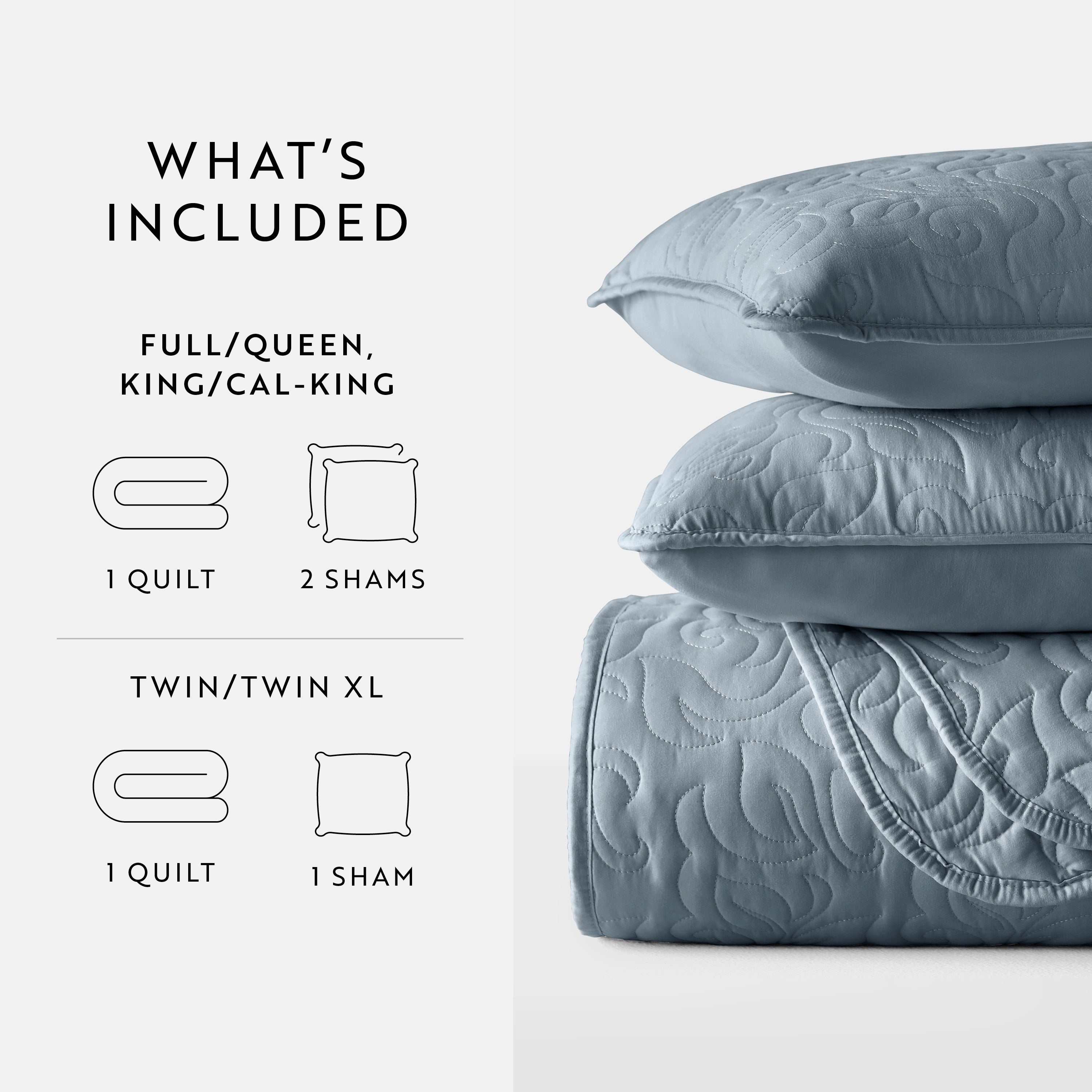 Lightweight Floral Stitch Quilted Coverlet Set