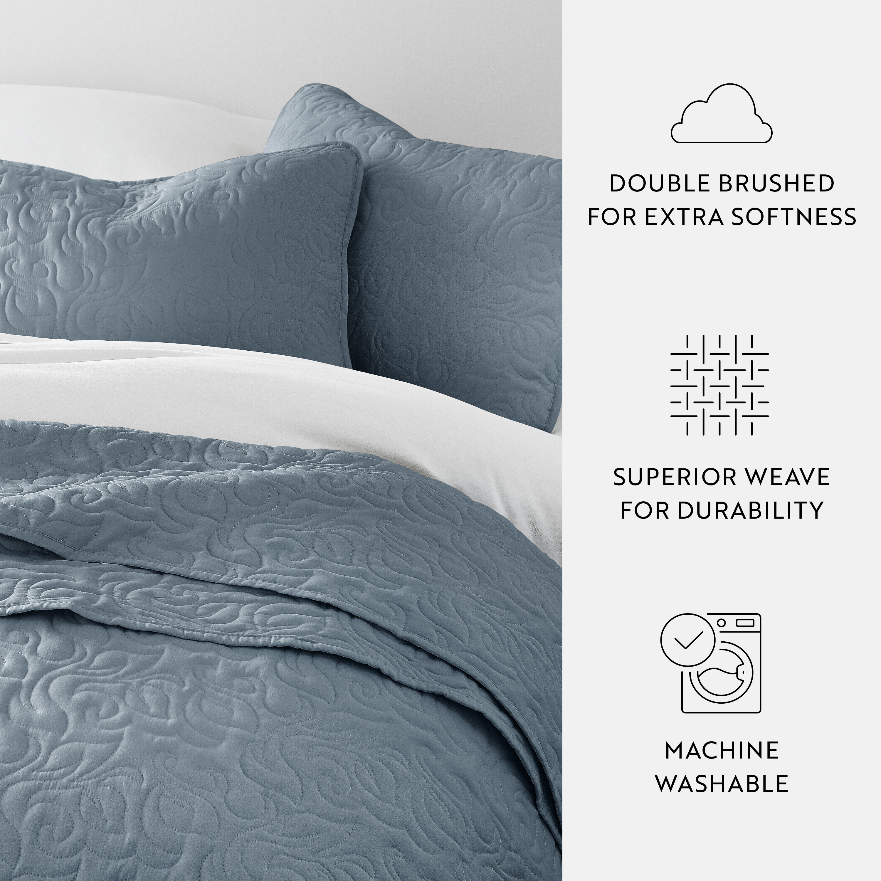 Lightweight Floral Stitch Quilted Coverlet Set