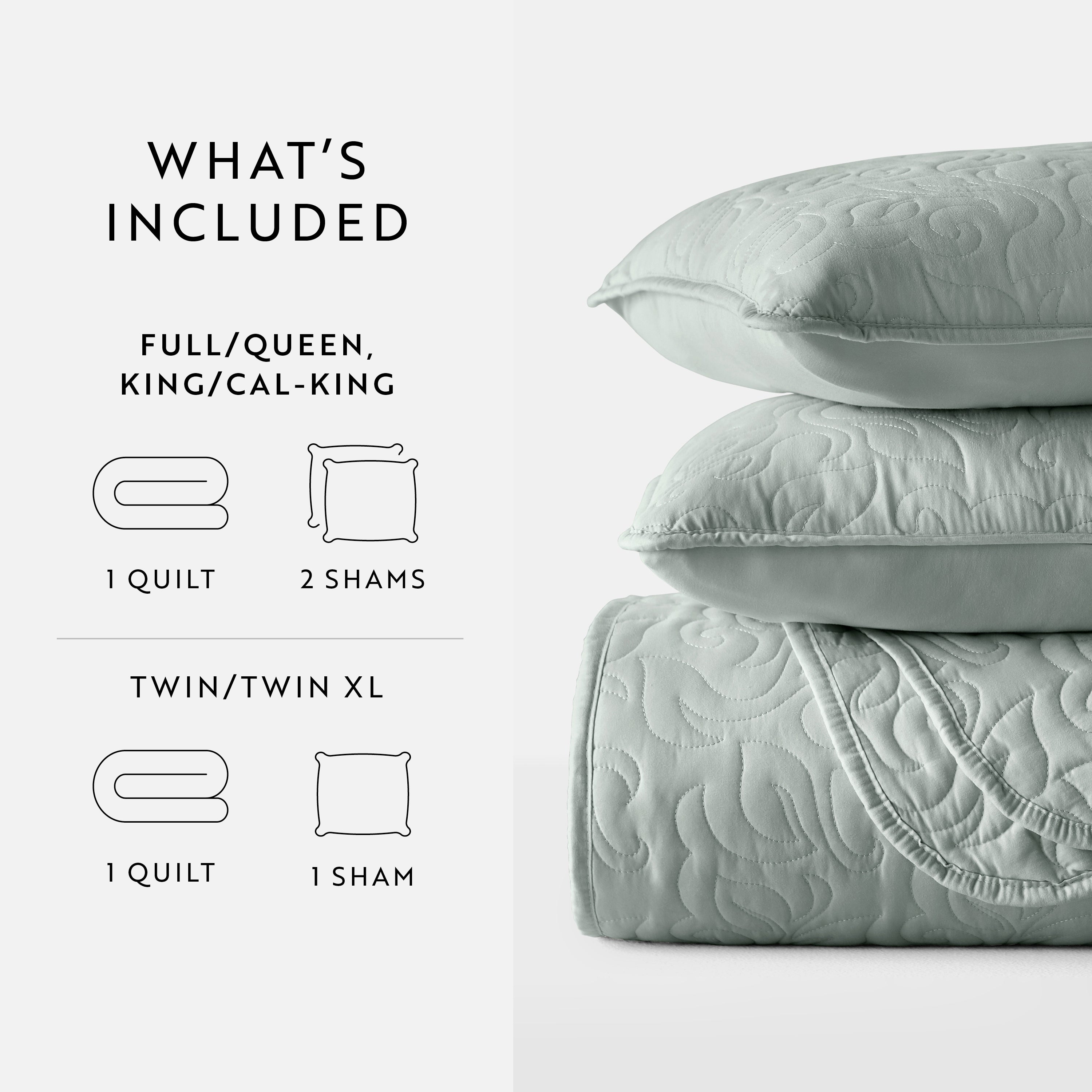 Lightweight Floral Stitch Quilted Coverlet Set