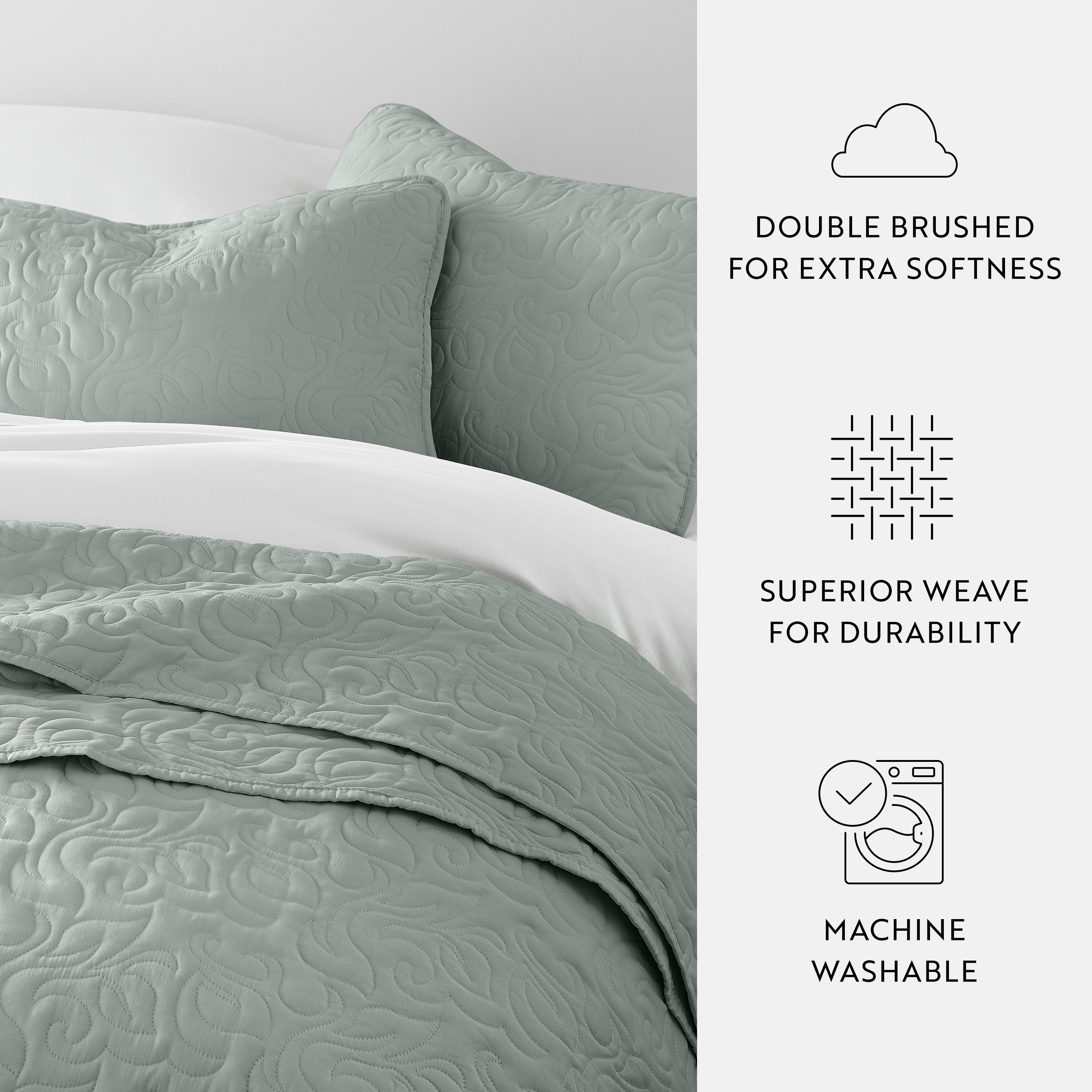 Lightweight Floral Stitch Quilted Coverlet Set