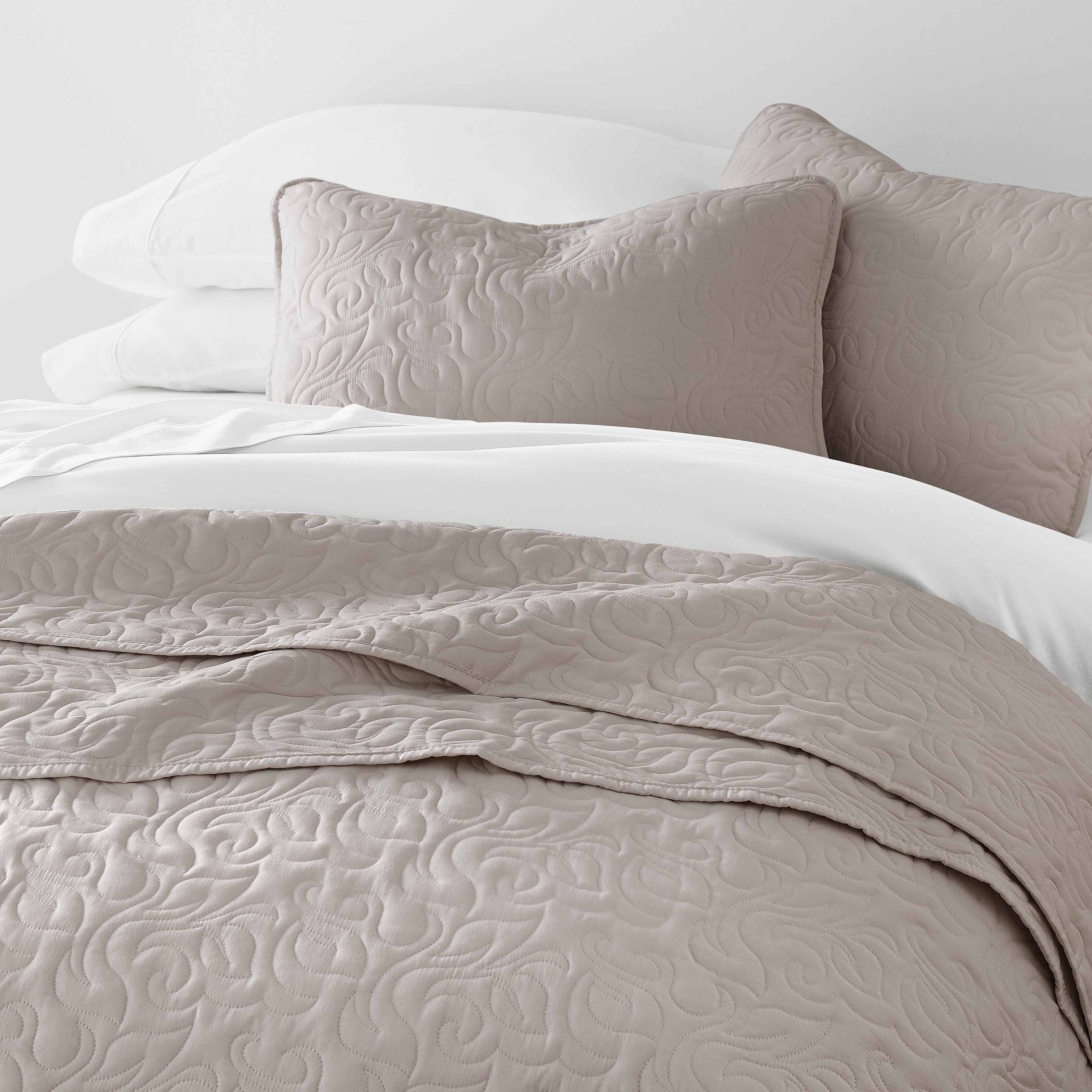 Lightweight Floral Stitch Quilted Coverlet Set