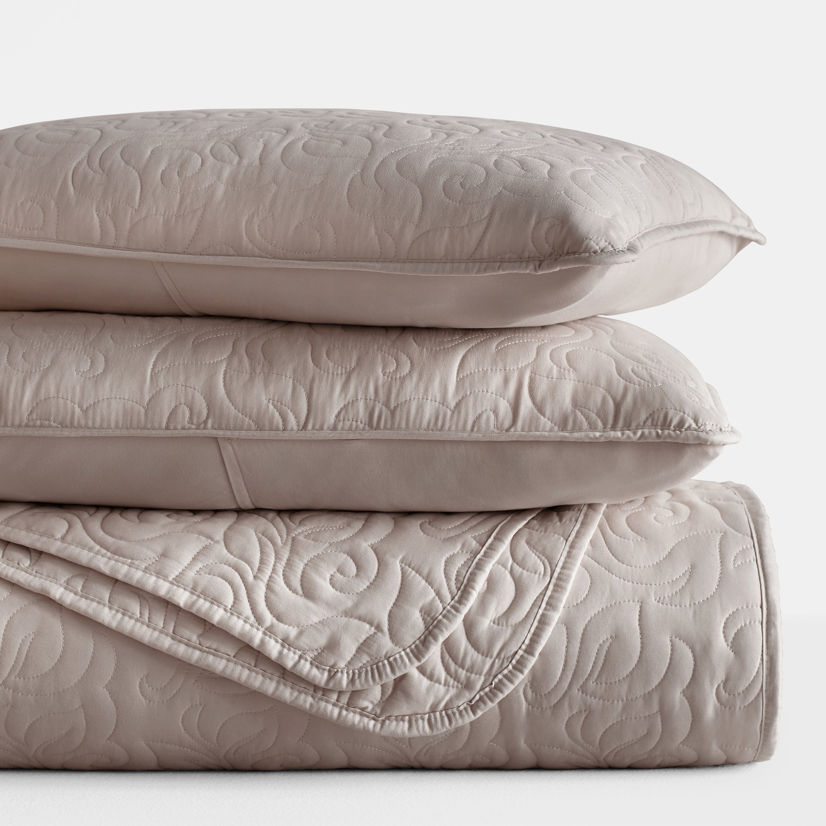 Lightweight Floral Stitch Quilted Coverlet Set