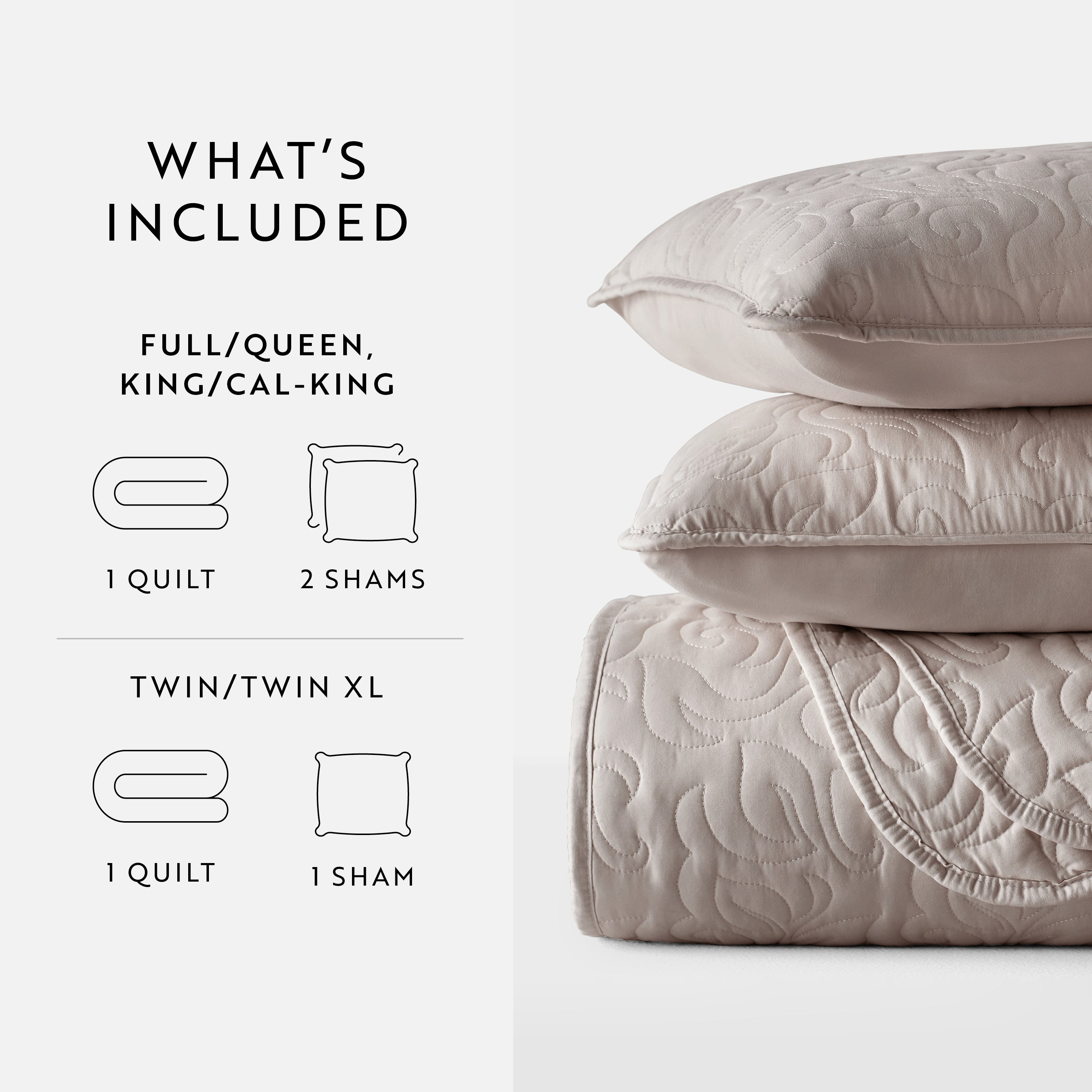 Lightweight Floral Stitch Quilted Coverlet Set