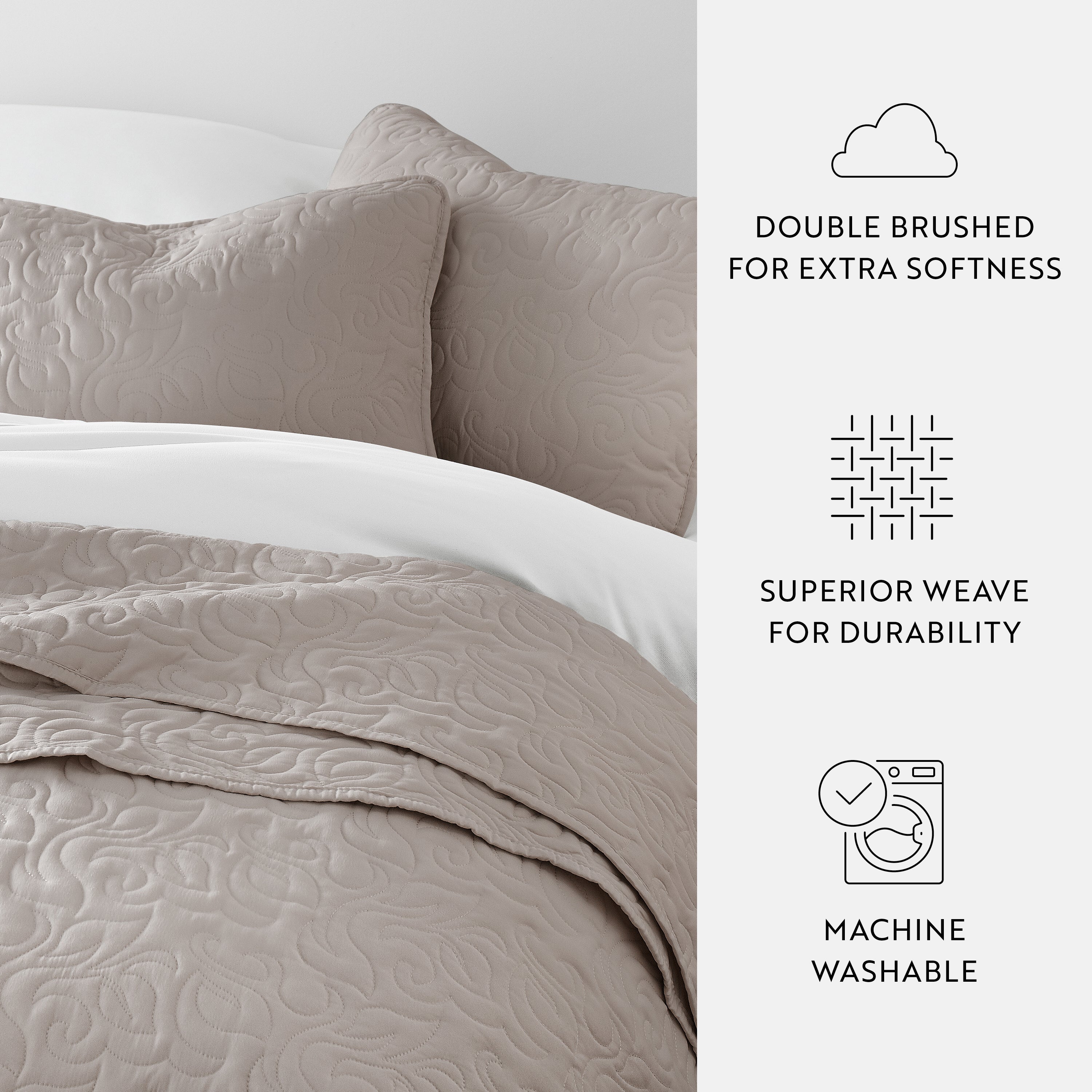 Lightweight Floral Stitch Quilted Coverlet Set